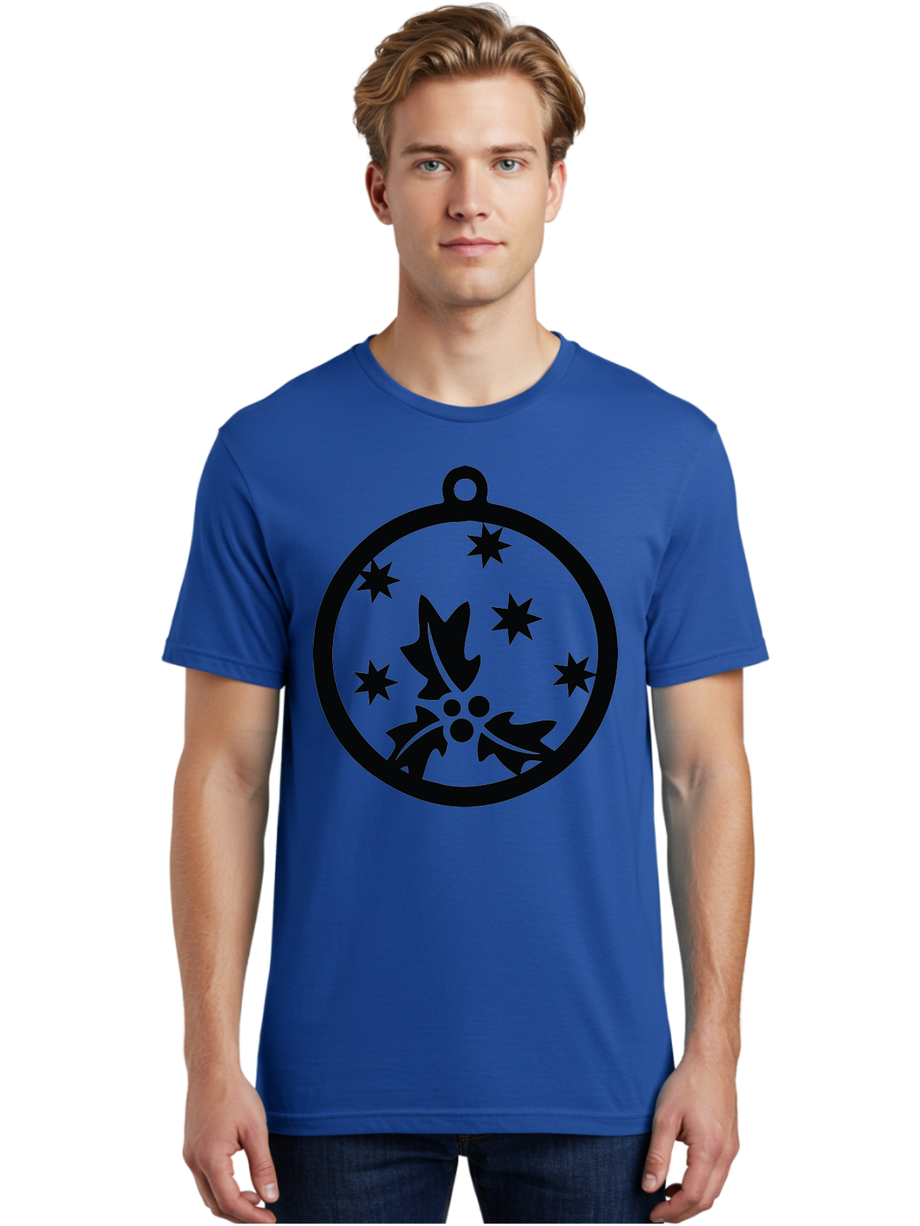 Christmas-Ornament Men'S Graphic Tee, 100% Cotton, Comfortable Casual Summer Wear, Machine Washable, Christmas Bauble, Holly Decoration, Festive Stars, Holiday Ornament, Seasonal Design, Winter Decor, Christmas Symbol Aac584 12