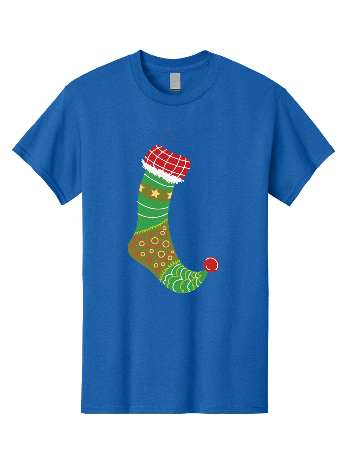 Christmas-Stocking-1 Men'S Graphic Tee, 100% Cotton, Comfortable Casual Summer Wear, Machine Washable, Christmas Stocking, Holiday Decoration, Festive Colors, Red And Green Stripes, Gold Stars, Hanging Ornament, Holly Jolly, Santa Claus, Aac585 12