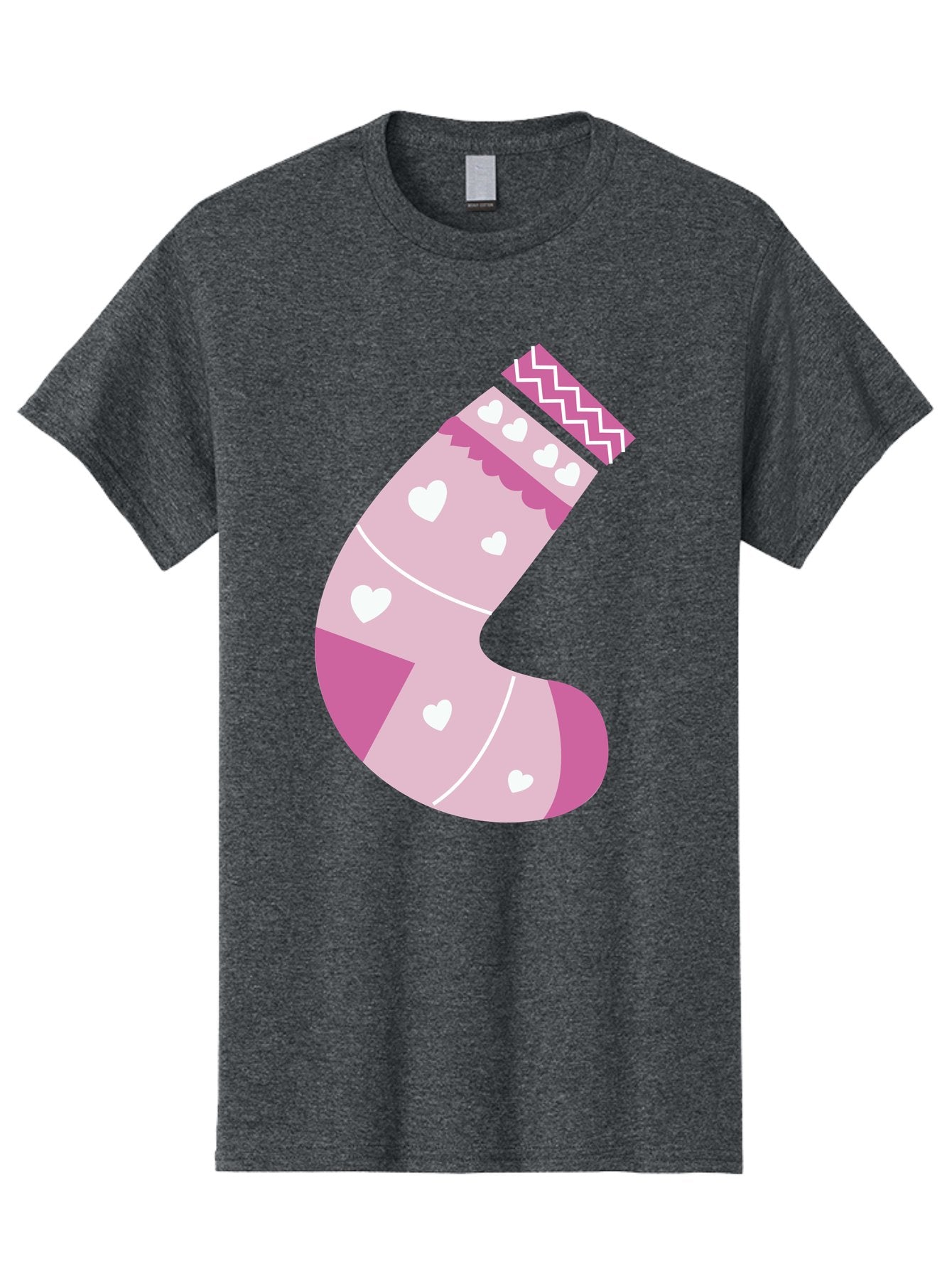 Christmas-Stocking-2 Men'S Graphic Tee, 100% Cotton, Comfortable Casual Summer Wear, Machine Washable, Christmas Stocking, Pink And White Colors, Heart Patterns, Festive Design, Holiday Decor, Christmas Theme, Seasonal Illustration Aac586 10