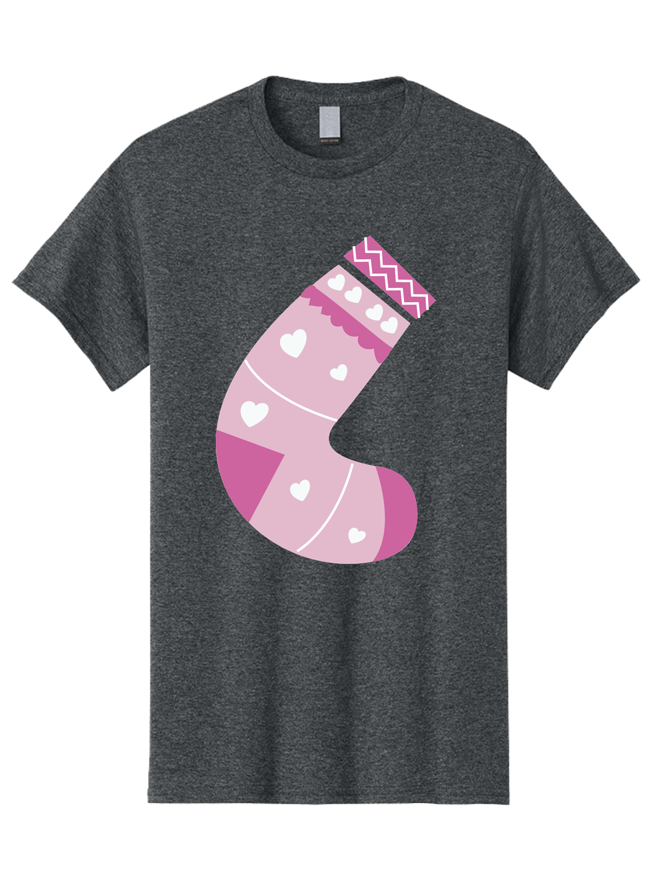 Christmas-Stocking-2 Men'S Graphic Tee, 100% Cotton, Comfortable Casual Summer Wear, Machine Washable, Christmas Stocking, Pink And White Colors, Heart Patterns, Festive Design, Holiday Decor, Christmas Theme, Seasonal Illustration Aac586 27