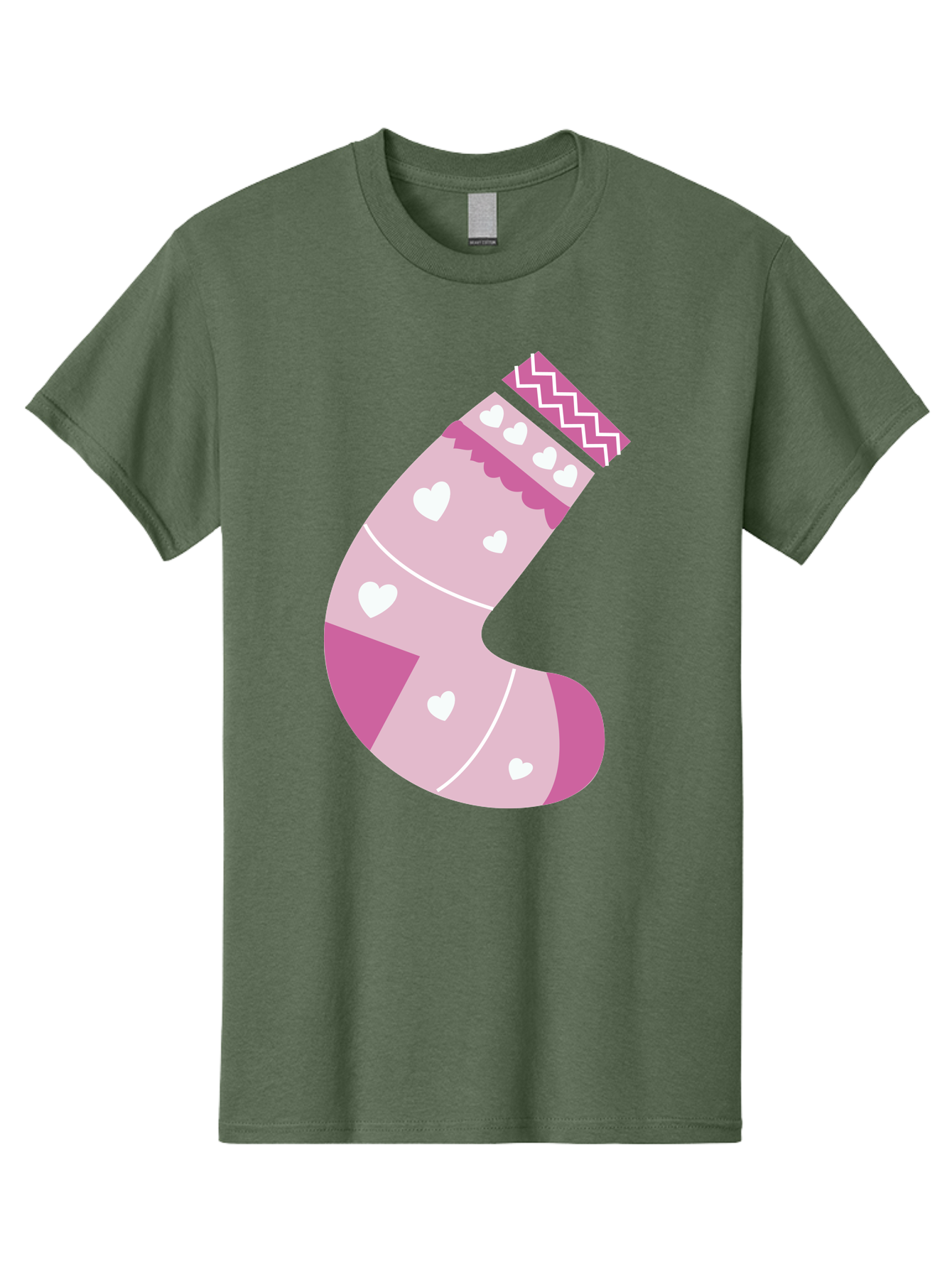 Christmas-Stocking-2 Men'S Graphic Tee, 100% Cotton, Comfortable Casual Summer Wear, Machine Washable, Christmas Stocking, Pink And White Colors, Heart Patterns, Festive Design, Holiday Decor, Christmas Theme, Seasonal Illustration Aac586 23