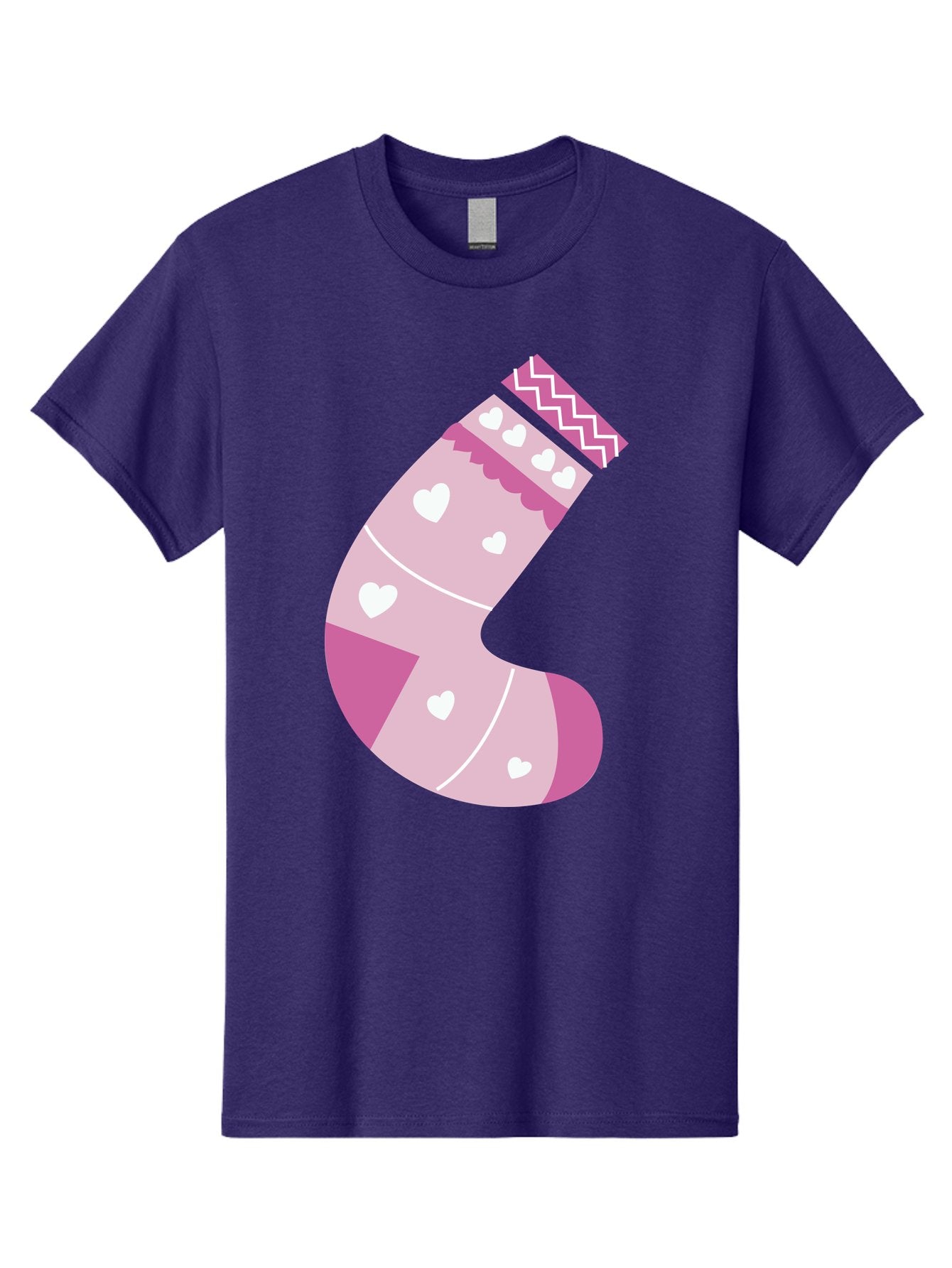 Christmas-Stocking-2 Men'S Graphic Tee, 100% Cotton, Comfortable Casual Summer Wear, Machine Washable, Christmas Stocking, Pink And White Colors, Heart Patterns, Festive Design, Holiday Decor, Christmas Theme, Seasonal Illustration Aac586 8