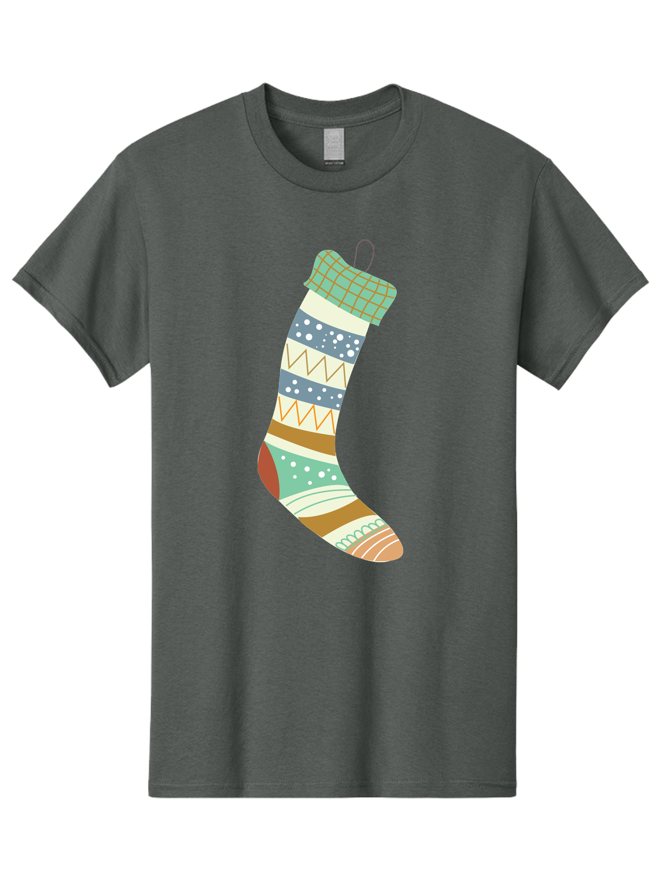 Christmas-Stocking Men'S Graphic Tee, 100% Cotton, Comfortable Casual Summer Wear, Machine Washable, Christmas Stocking, Holiday Decor, Festive Patterns, Stripes, Polka Dots, Chevron Design, Hanging Ornament, Seasonal Decoration, Aac587 13