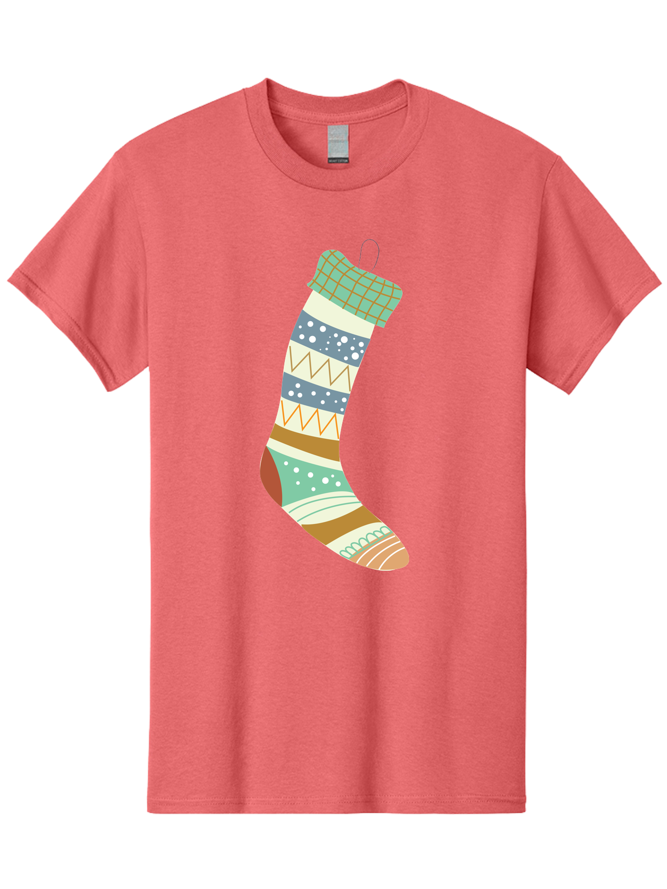 Christmas-Stocking Men'S Graphic Tee, 100% Cotton, Comfortable Casual Summer Wear, Machine Washable, Christmas Stocking, Holiday Decor, Festive Patterns, Stripes, Polka Dots, Chevron Design, Hanging Ornament, Seasonal Decoration, Aac587 23