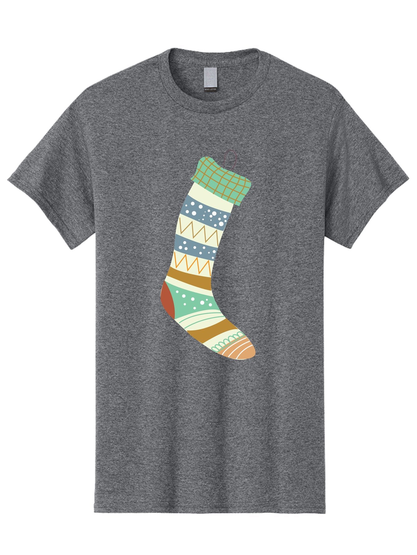 Christmas-Stocking Men'S Graphic Tee, 100% Cotton, Comfortable Casual Summer Wear, Machine Washable, Christmas Stocking, Holiday Decor, Festive Patterns, Stripes, Polka Dots, Chevron Design, Hanging Ornament, Seasonal Decoration, Aac587 14