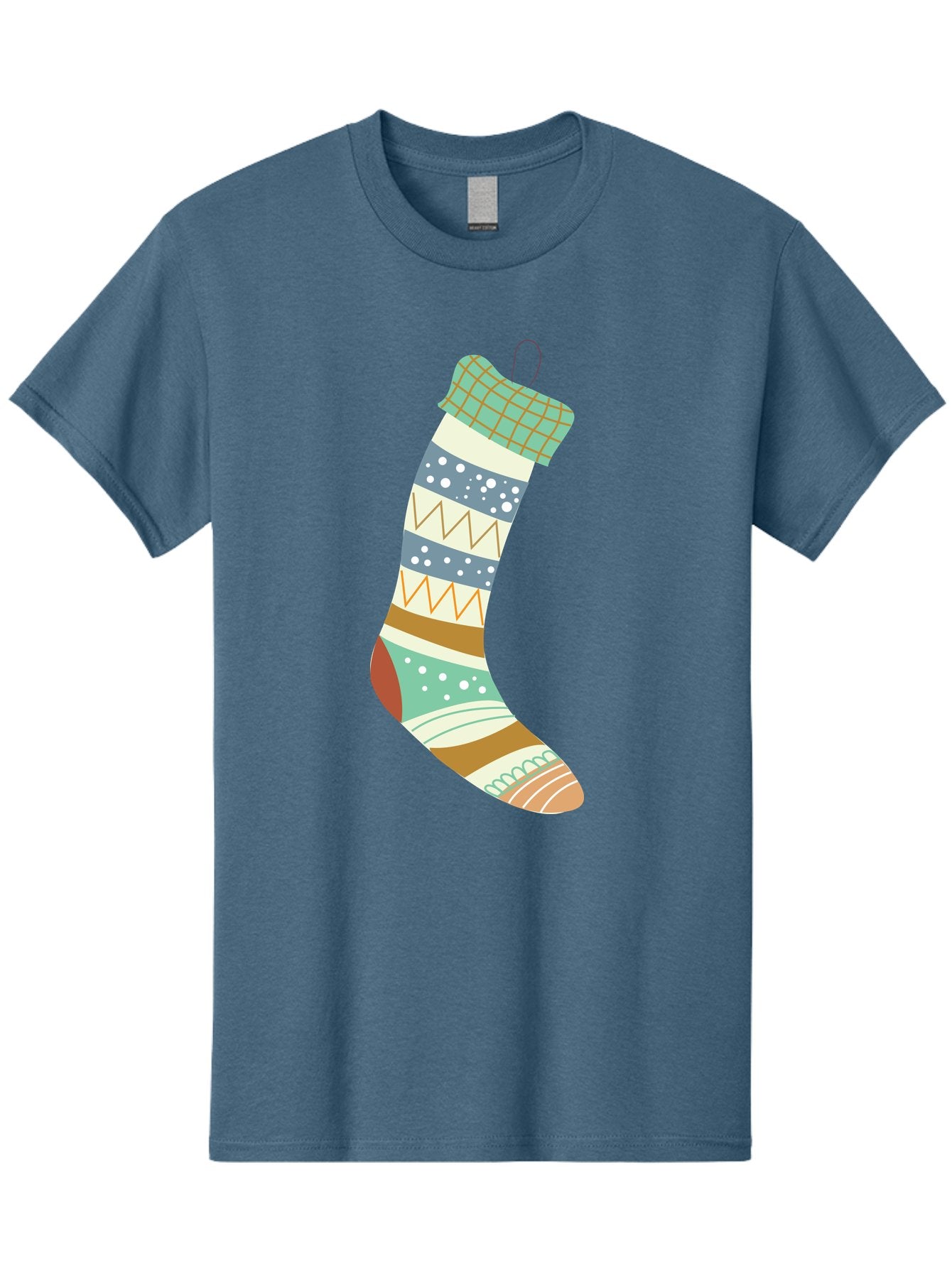 Christmas-Stocking Men'S Graphic Tee, 100% Cotton, Comfortable Casual Summer Wear, Machine Washable, Christmas Stocking, Holiday Decor, Festive Patterns, Stripes, Polka Dots, Chevron Design, Hanging Ornament, Seasonal Decoration, Aac587 13