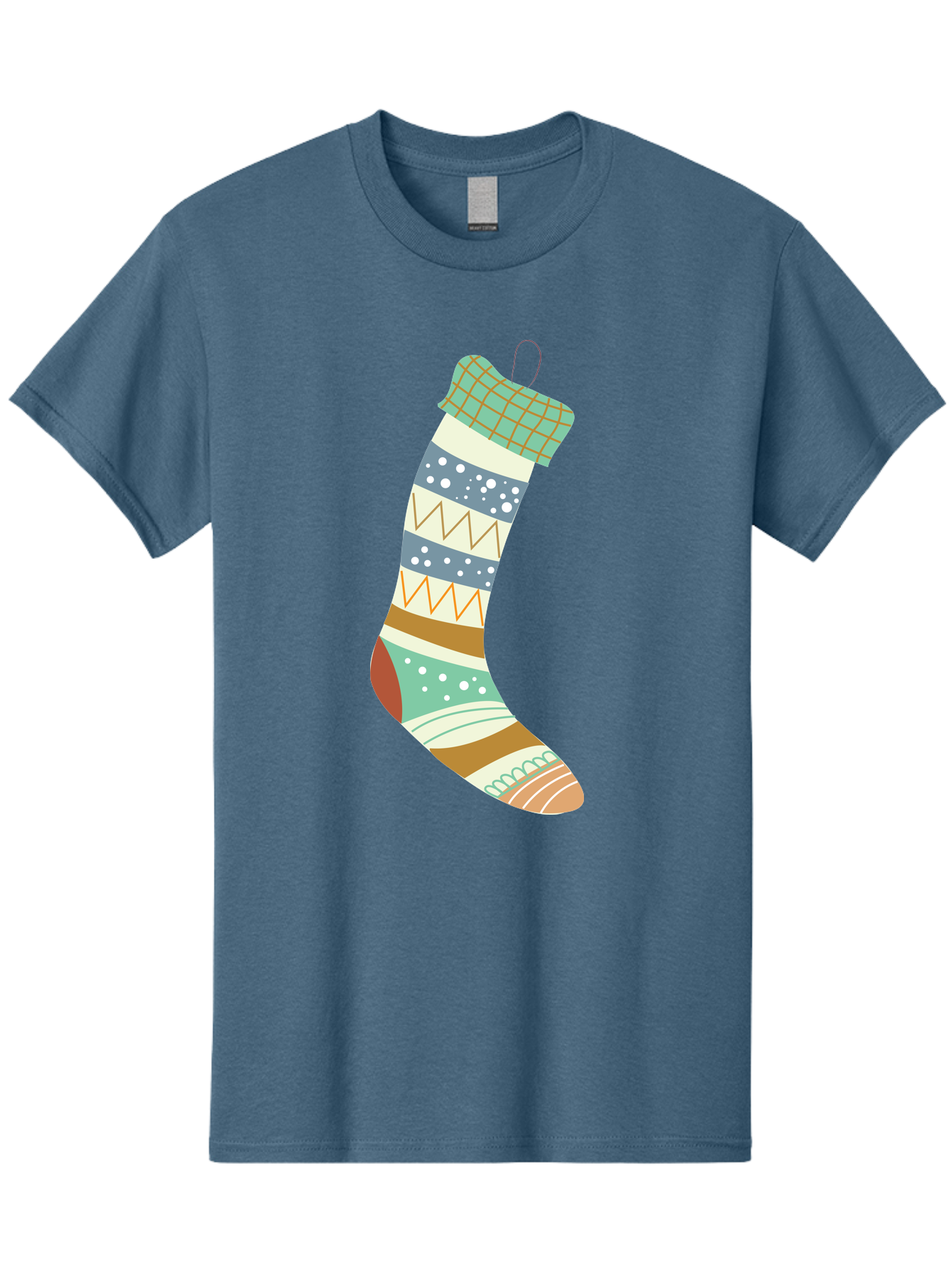 Christmas-Stocking Men'S Graphic Tee, 100% Cotton, Comfortable Casual Summer Wear, Machine Washable, Christmas Stocking, Holiday Decor, Festive Patterns, Stripes, Polka Dots, Chevron Design, Hanging Ornament, Seasonal Decoration, Aac587 29