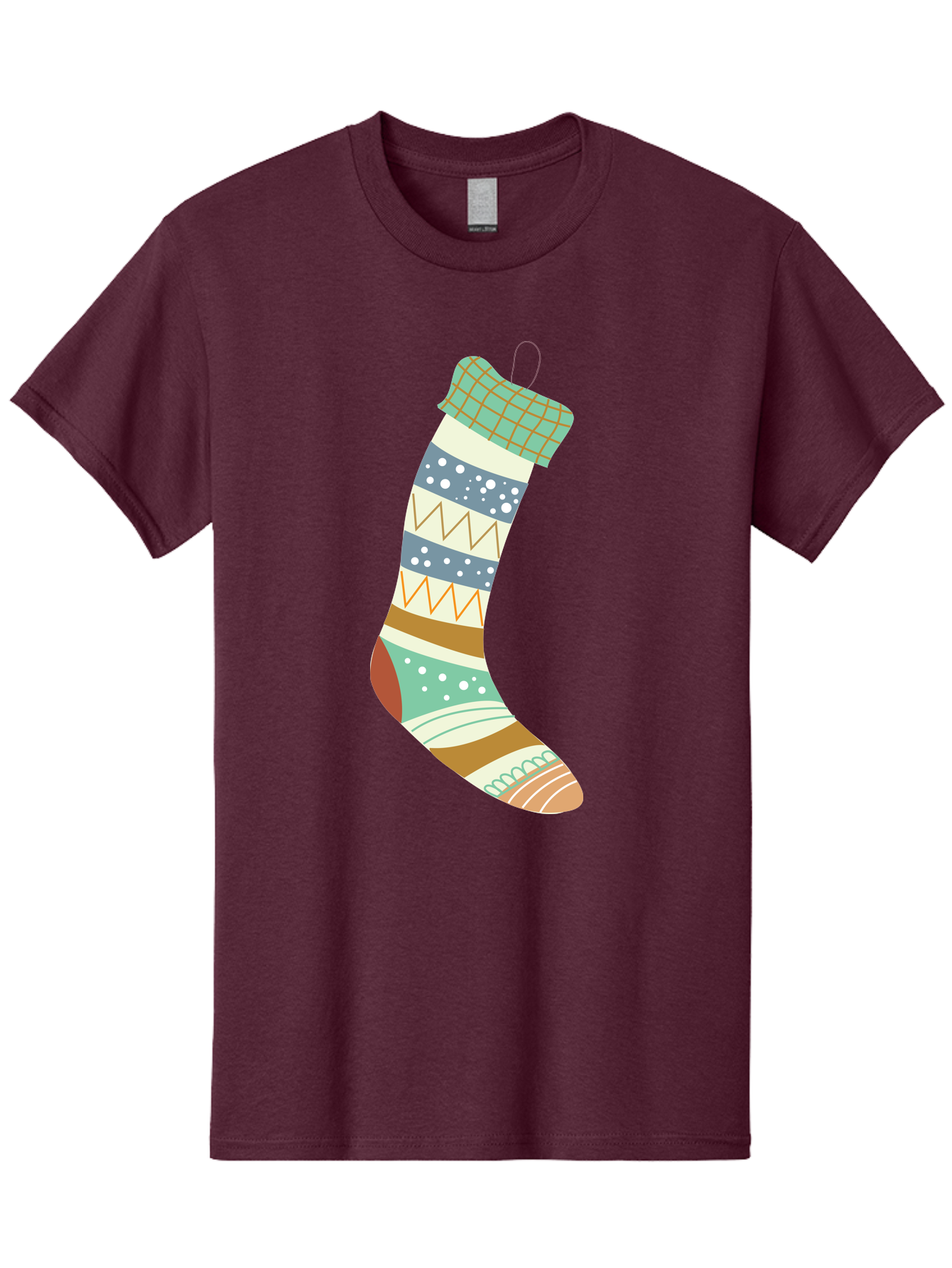 Christmas-Stocking Men'S Graphic Tee, 100% Cotton, Comfortable Casual Summer Wear, Machine Washable, Christmas Stocking, Holiday Decor, Festive Patterns, Stripes, Polka Dots, Chevron Design, Hanging Ornament, Seasonal Decoration, Aac587 15