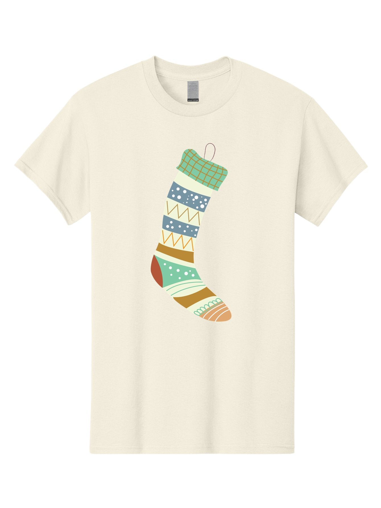 Christmas-Stocking Men'S Graphic Tee, 100% Cotton, Comfortable Casual Summer Wear, Machine Washable, Christmas Stocking, Holiday Decor, Festive Patterns, Stripes, Polka Dots, Chevron Design, Hanging Ornament, Seasonal Decoration, Aac587 12