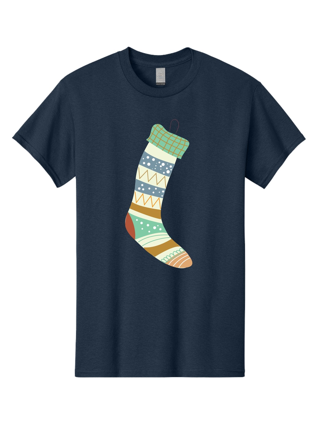 Christmas-Stocking Men'S Graphic Tee, 100% Cotton, Comfortable Casual Summer Wear, Machine Washable, Christmas Stocking, Holiday Decor, Festive Patterns, Stripes, Polka Dots, Chevron Design, Hanging Ornament, Seasonal Decoration, Aac587 15