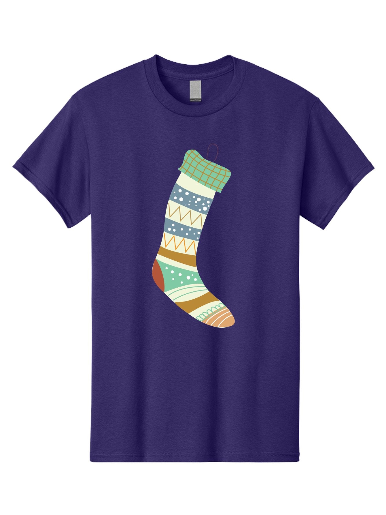 Christmas-Stocking Men'S Graphic Tee, 100% Cotton, Comfortable Casual Summer Wear, Machine Washable, Christmas Stocking, Holiday Decor, Festive Patterns, Stripes, Polka Dots, Chevron Design, Hanging Ornament, Seasonal Decoration, Aac587 11