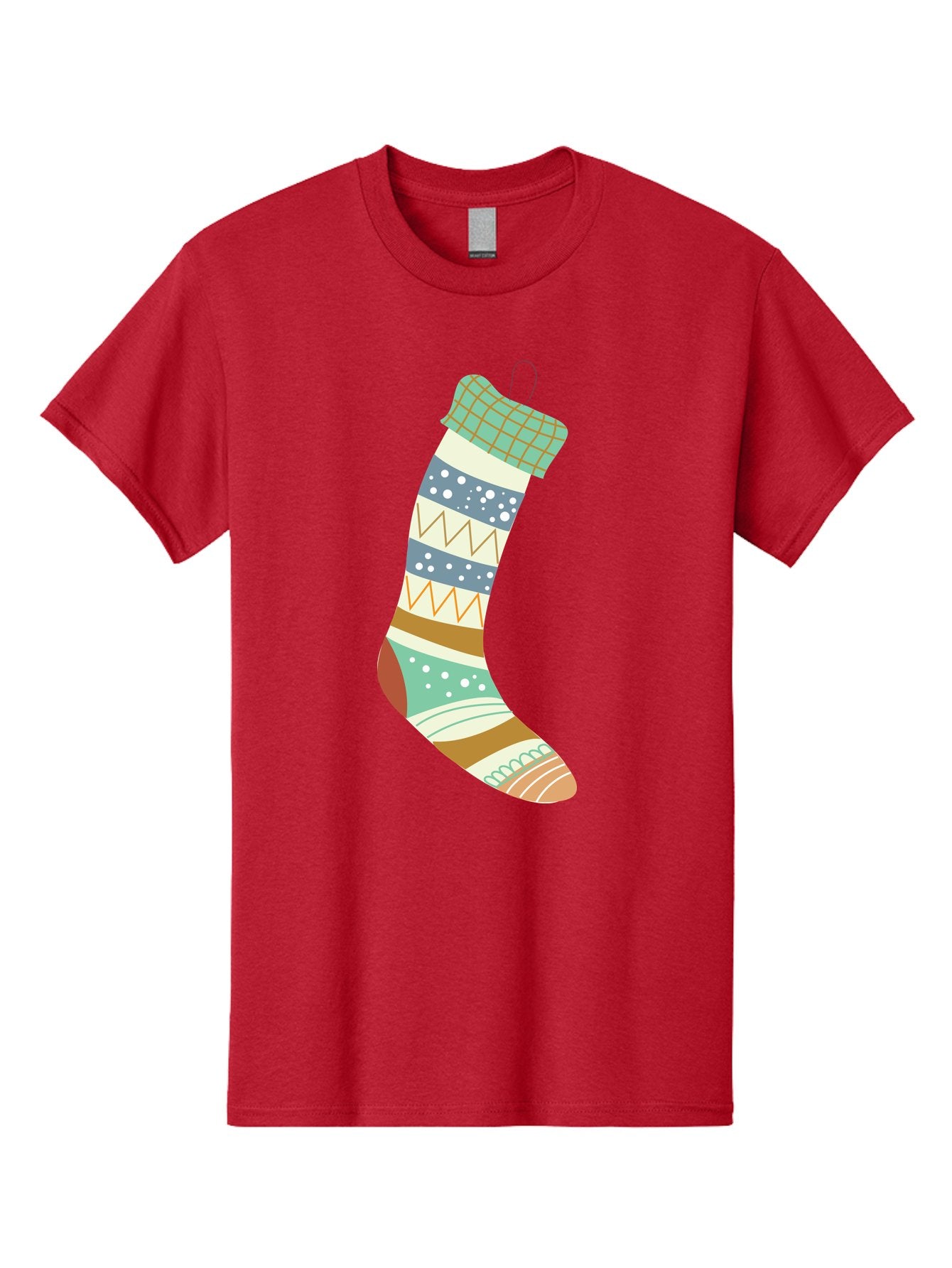 Christmas-Stocking Men'S Graphic Tee, 100% Cotton, Comfortable Casual Summer Wear, Machine Washable, Christmas Stocking, Holiday Decor, Festive Patterns, Stripes, Polka Dots, Chevron Design, Hanging Ornament, Seasonal Decoration, Aac587 8