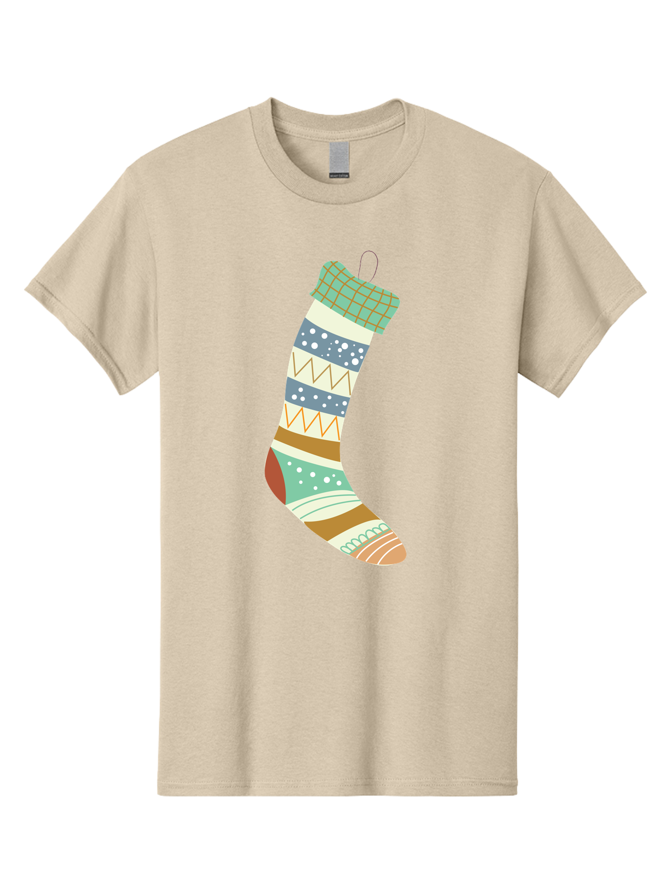 Christmas-Stocking Men'S Graphic Tee, 100% Cotton, Comfortable Casual Summer Wear, Machine Washable, Christmas Stocking, Holiday Decor, Festive Patterns, Stripes, Polka Dots, Chevron Design, Hanging Ornament, Seasonal Decoration, Aac587 25