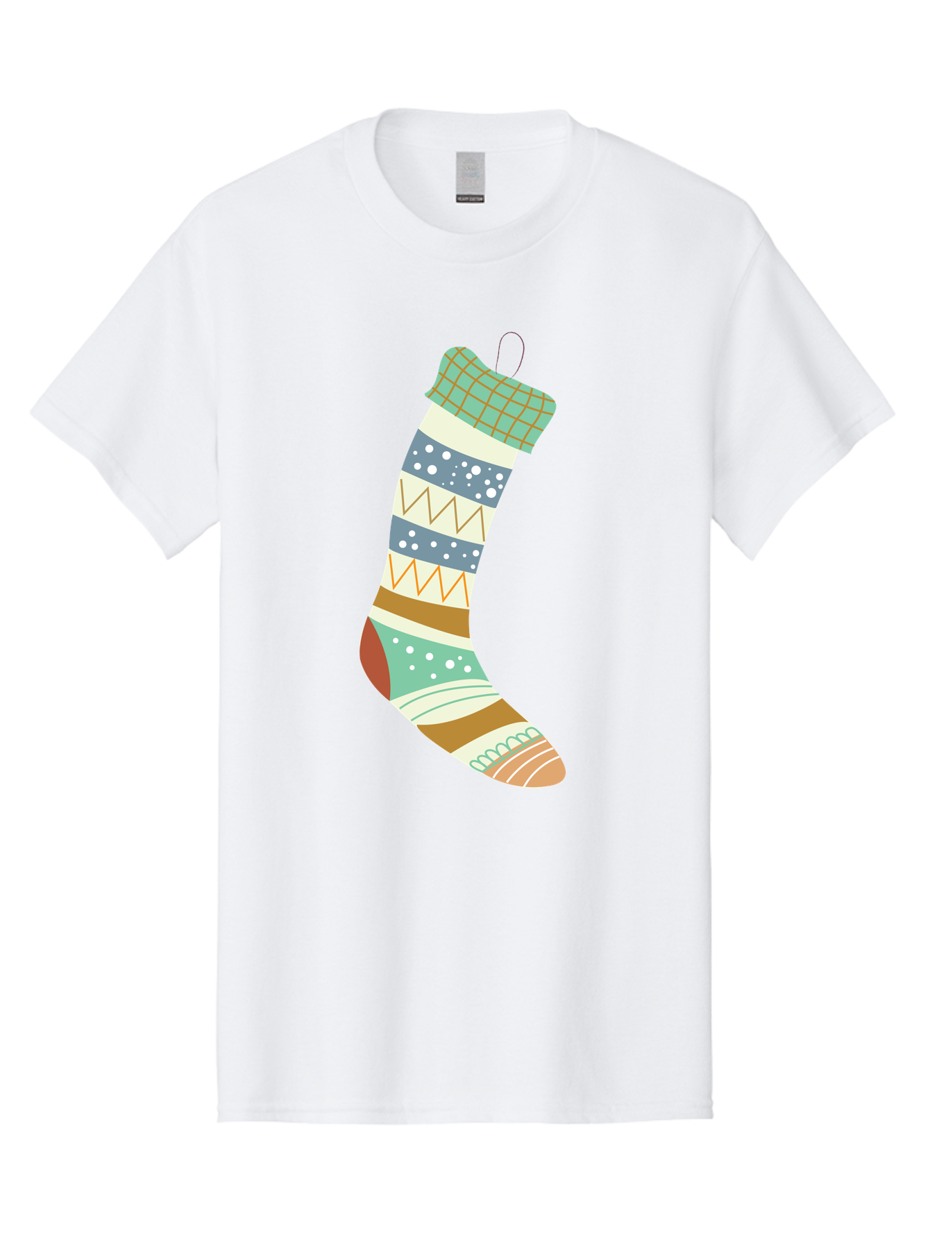 Christmas-Stocking Men'S Graphic Tee, 100% Cotton, Comfortable Casual Summer Wear, Machine Washable, Christmas Stocking, Holiday Decor, Festive Patterns, Stripes, Polka Dots, Chevron Design, Hanging Ornament, Seasonal Decoration, Aac587 19
