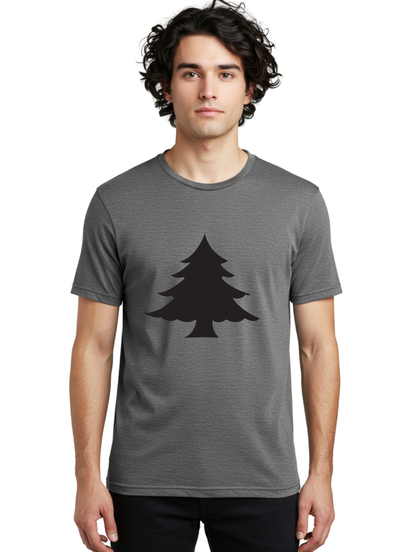 Christmas-Tree-2 Men'S Graphic Tee, 100% Cotton, Comfortable Casual Summer Wear, Machine Washable, Evergreen Tree, Pine Tree Silhouette, Simple Graphics, Minimalist Design, Nature Icon, Outdoor Symbol, Forest Representation, Tree Illustration Aac589 28
