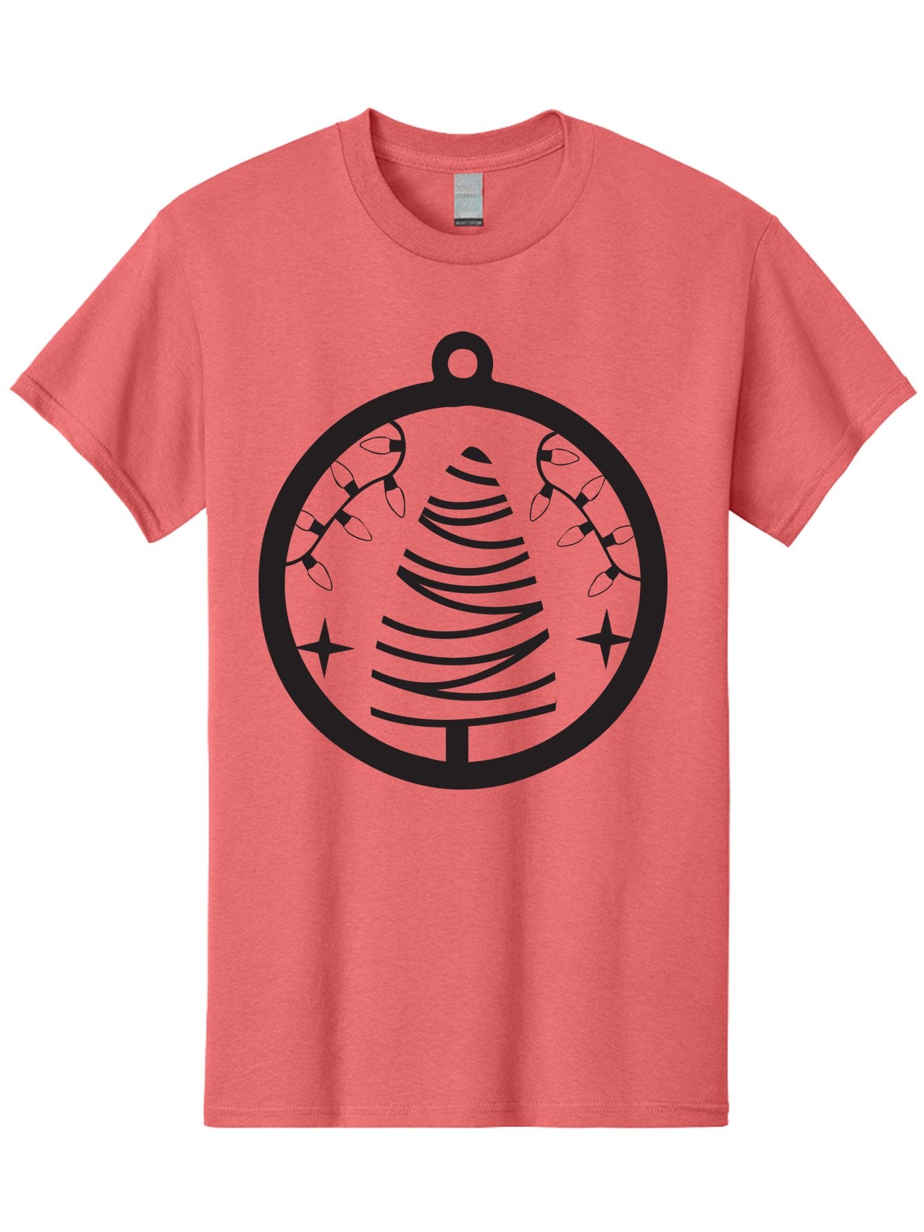 Christmas-Tree-Ornament-1 Men'S Graphic Tee, 100% Cotton, Comfortable Casual Summer Wear, Machine Washable, Christmas Tree, Holiday Decoration, Festive Lights, Stars, Winter Wonderland, Christmas Ornament, Black Silhouette, Festive Design Aac590 13