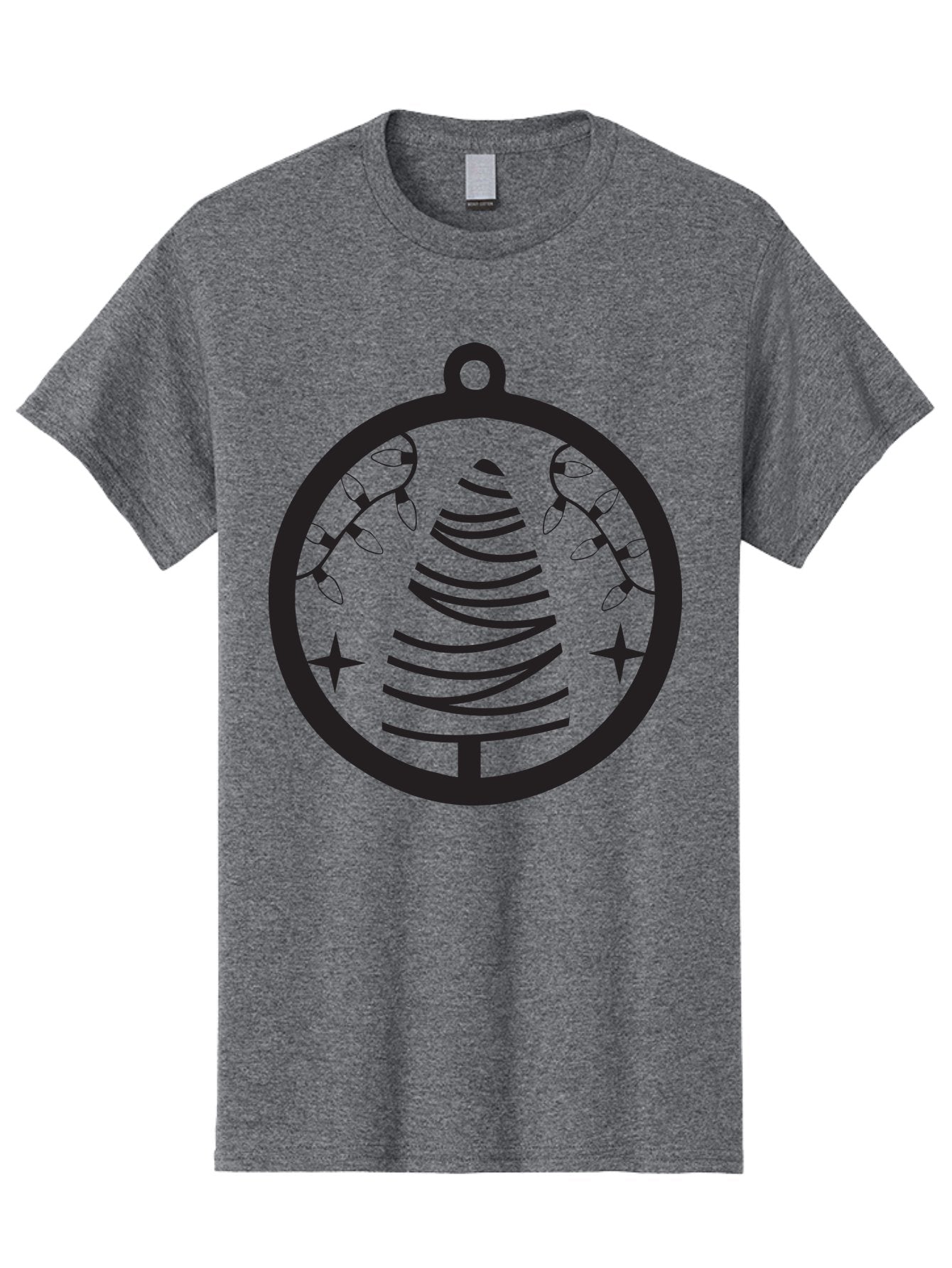 Christmas-Tree-Ornament-1 Men'S Graphic Tee, 100% Cotton, Comfortable Casual Summer Wear, Machine Washable, Christmas Tree, Holiday Decoration, Festive Lights, Stars, Winter Wonderland, Christmas Ornament, Black Silhouette, Festive Design Aac590 4