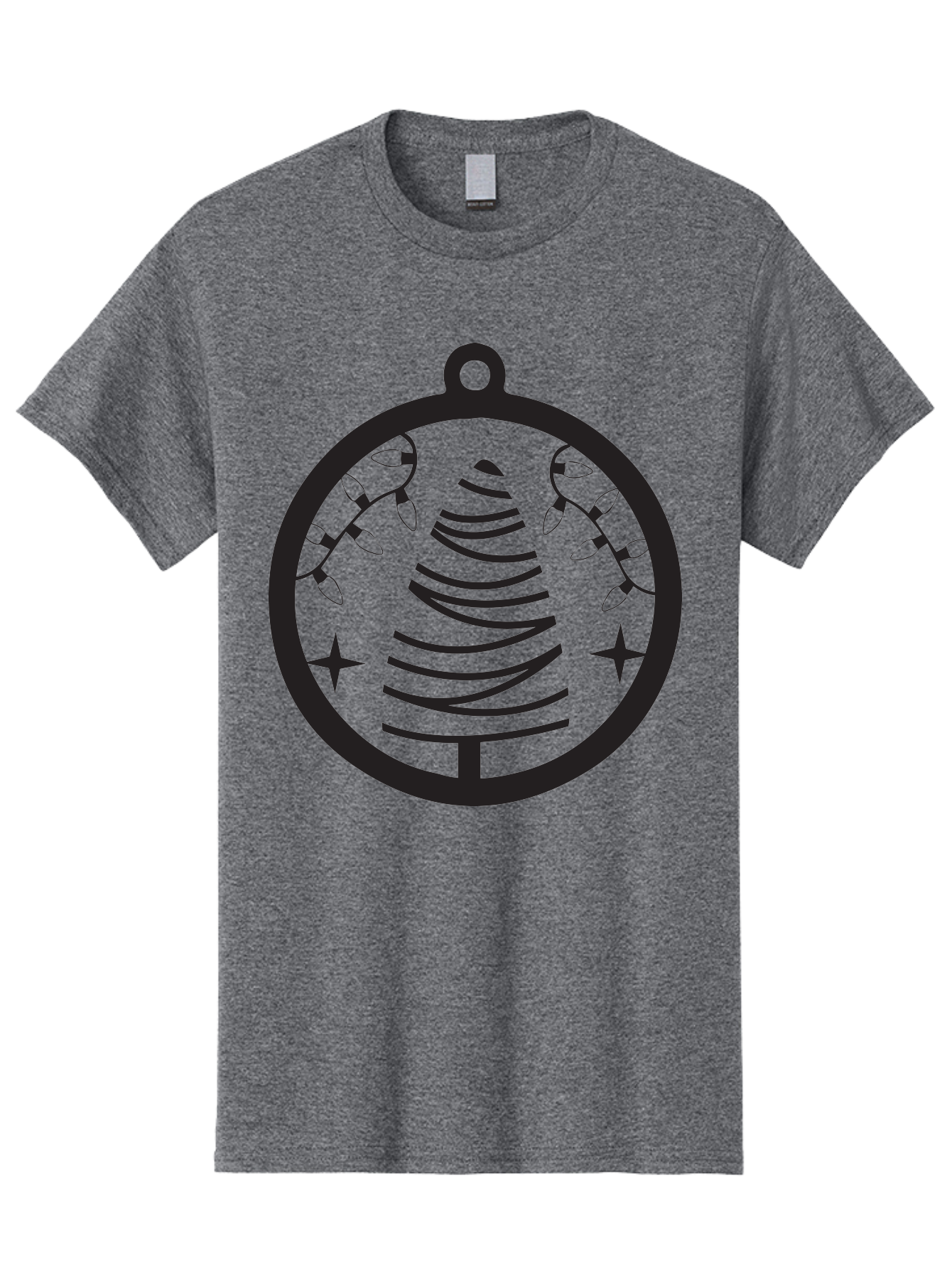 Christmas-Tree-Ornament-1 Men'S Graphic Tee, 100% Cotton, Comfortable Casual Summer Wear, Machine Washable, Christmas Tree, Holiday Decoration, Festive Lights, Stars, Winter Wonderland, Christmas Ornament, Black Silhouette, Festive Design Aac590 23