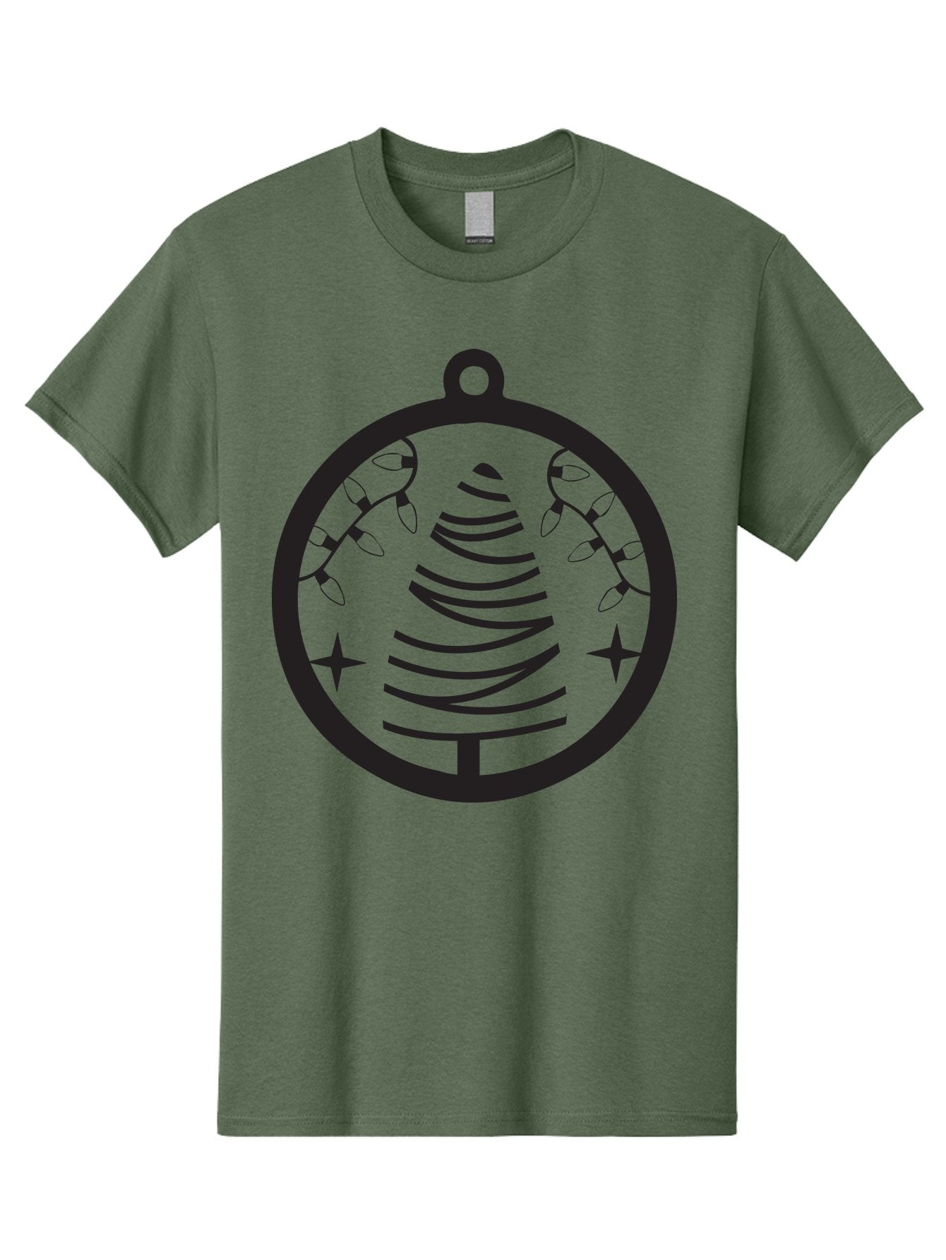 Christmas-Tree-Ornament-1 Men'S Graphic Tee, 100% Cotton, Comfortable Casual Summer Wear, Machine Washable, Christmas Tree, Holiday Decoration, Festive Lights, Stars, Winter Wonderland, Christmas Ornament, Black Silhouette, Festive Design Aac590 6