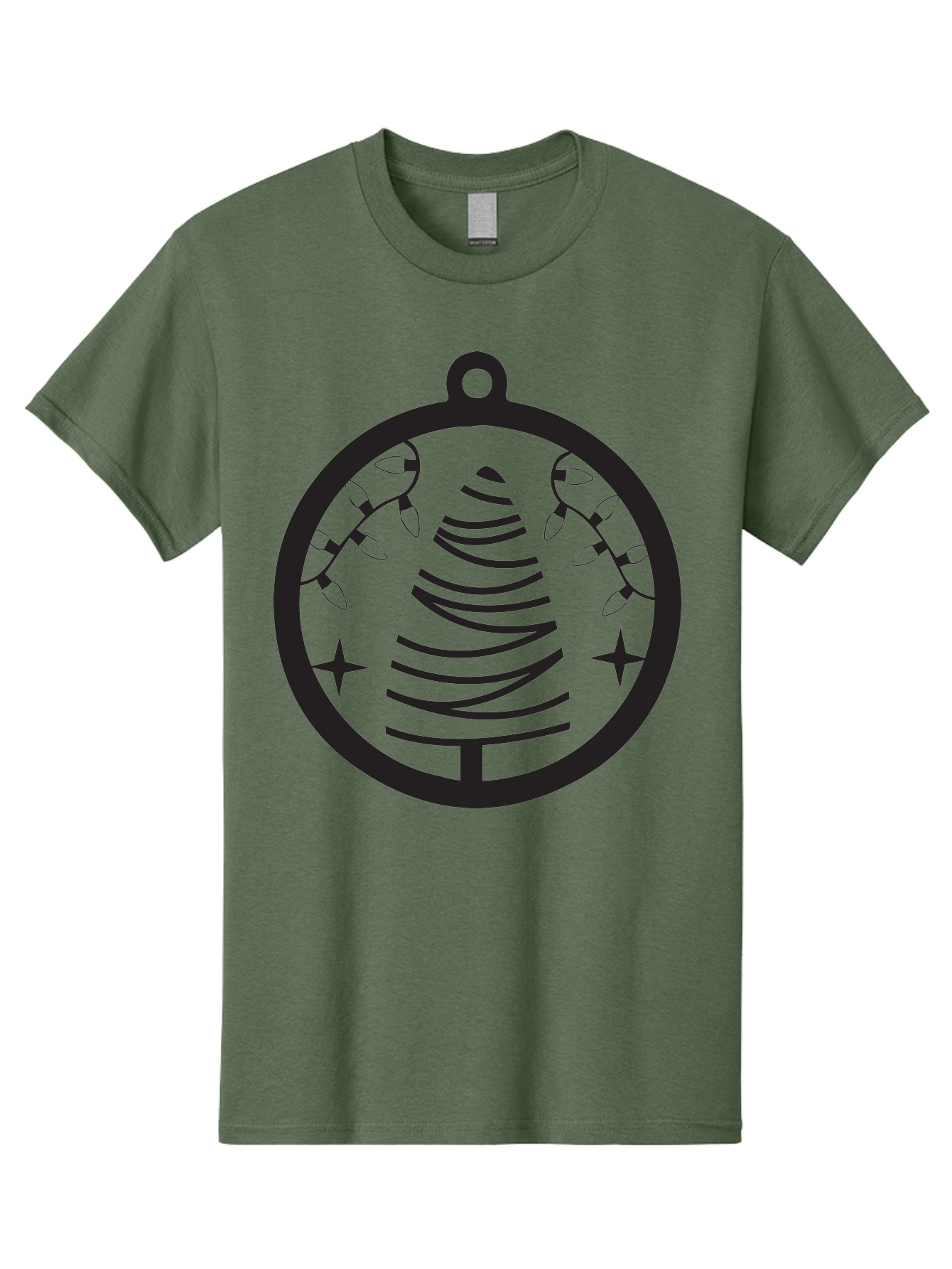 Christmas-Tree-Ornament-1 Men'S Graphic Tee, 100% Cotton, Comfortable Casual Summer Wear, Machine Washable, Christmas Tree, Holiday Decoration, Festive Lights, Stars, Winter Wonderland, Christmas Ornament, Black Silhouette, Festive Design Aac590 13