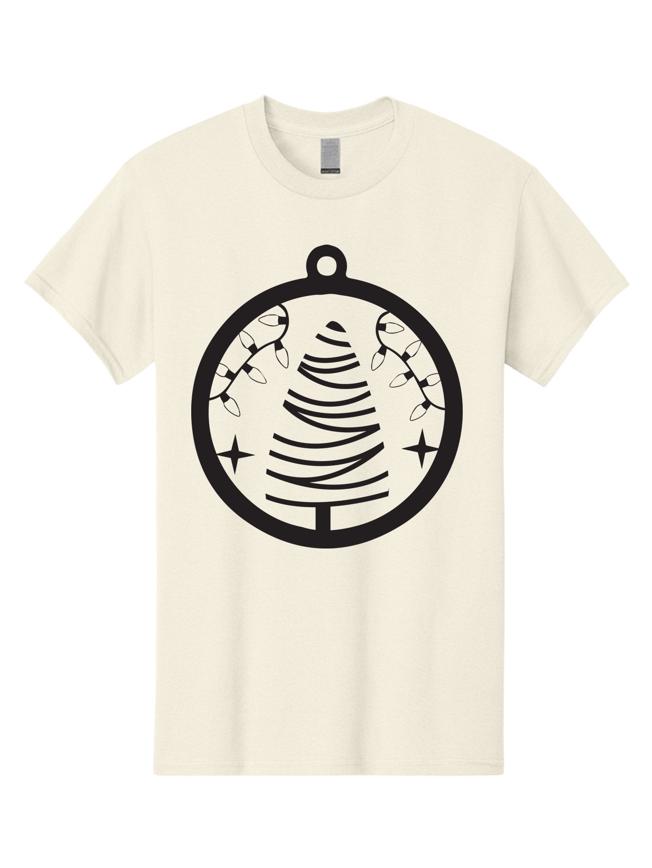 Christmas-Tree-Ornament-1 Men'S Graphic Tee, 100% Cotton, Comfortable Casual Summer Wear, Machine Washable, Christmas Tree, Holiday Decoration, Festive Lights, Stars, Winter Wonderland, Christmas Ornament, Black Silhouette, Festive Design Aac590 11