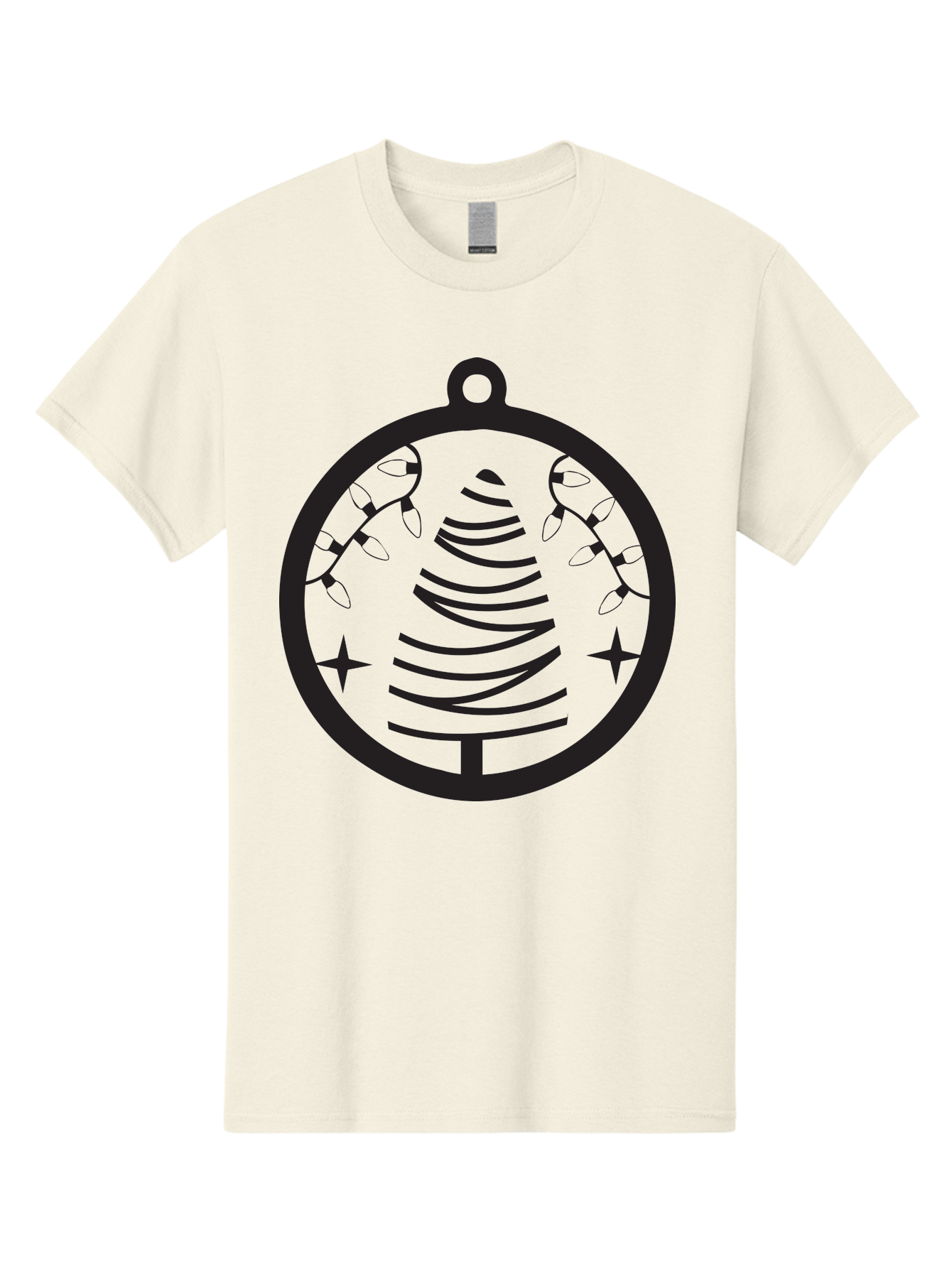 Christmas-Tree-Ornament-1 Men'S Graphic Tee, 100% Cotton, Comfortable Casual Summer Wear, Machine Washable, Christmas Tree, Holiday Decoration, Festive Lights, Stars, Winter Wonderland, Christmas Ornament, Black Silhouette, Festive Design Aac590 7
