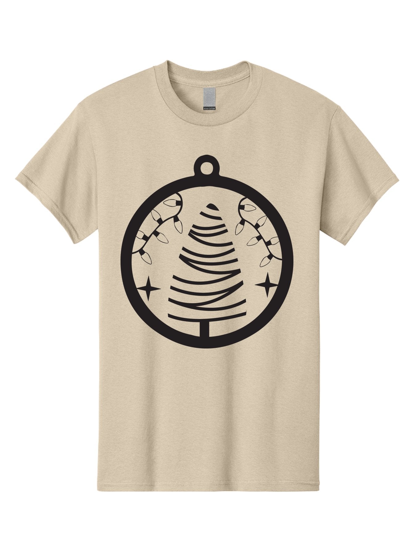 Christmas-Tree-Ornament-1 Men'S Graphic Tee, 100% Cotton, Comfortable Casual Summer Wear, Machine Washable, Christmas Tree, Holiday Decoration, Festive Lights, Stars, Winter Wonderland, Christmas Ornament, Black Silhouette, Festive Design Aac590 12