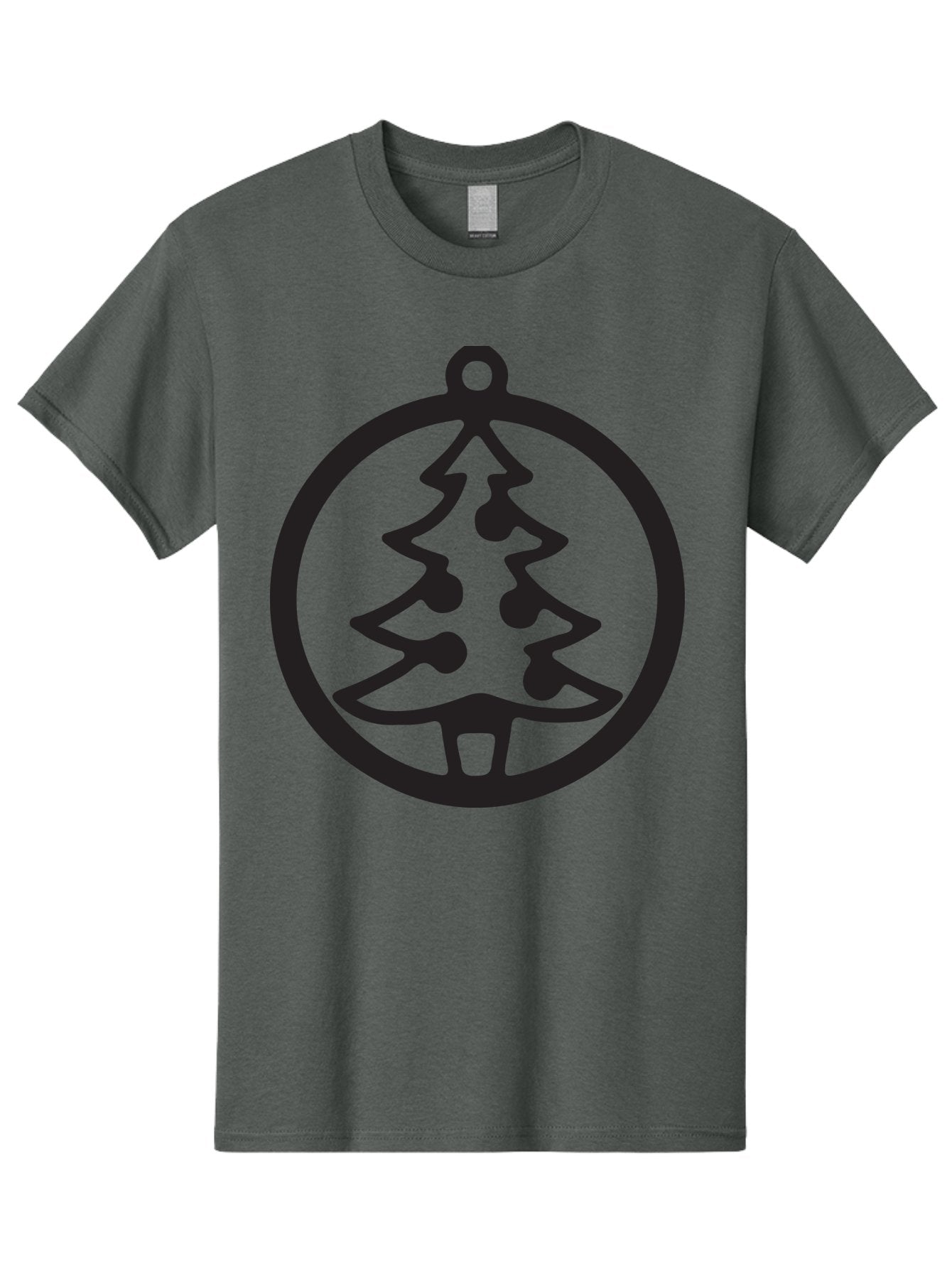Christmas-Tree-Ornament-2 Men'S Graphic Tee, 100% Cotton, Comfortable Casual Summer Wear, Machine Washable, Christmas Tree, Holiday Decoration, Festive Symbol, Ornament Design, Black Silhouette, Simple Shape, Bauble, Christmas Theme, Aac591