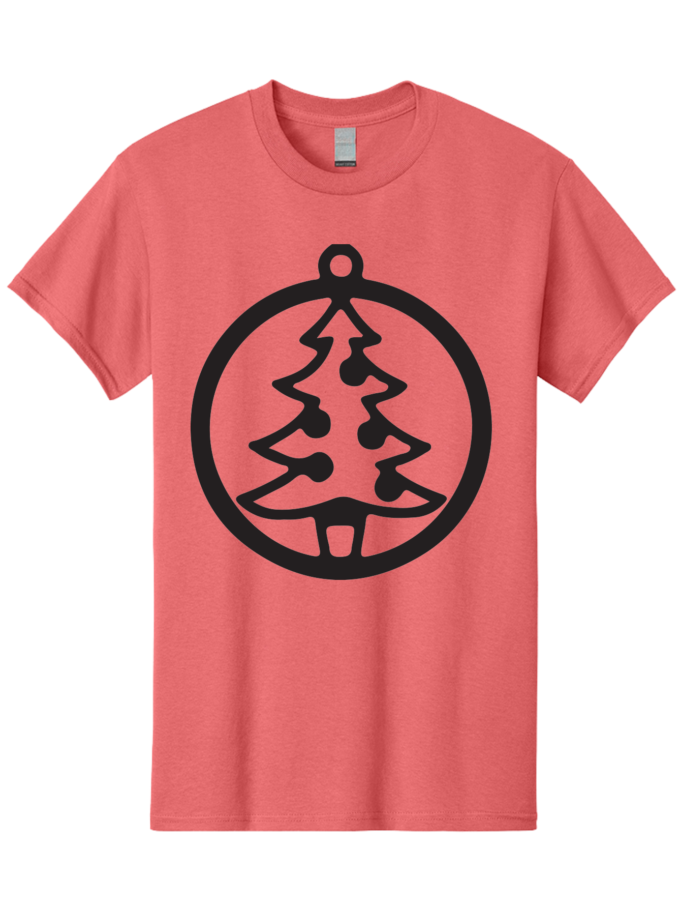 Christmas-Tree-Ornament-2 Men'S Graphic Tee, 100% Cotton, Comfortable Casual Summer Wear, Machine Washable, Christmas Tree, Holiday Decoration, Festive Symbol, Ornament Design, Black Silhouette, Simple Shape, Bauble, Christmas Theme, Aac591