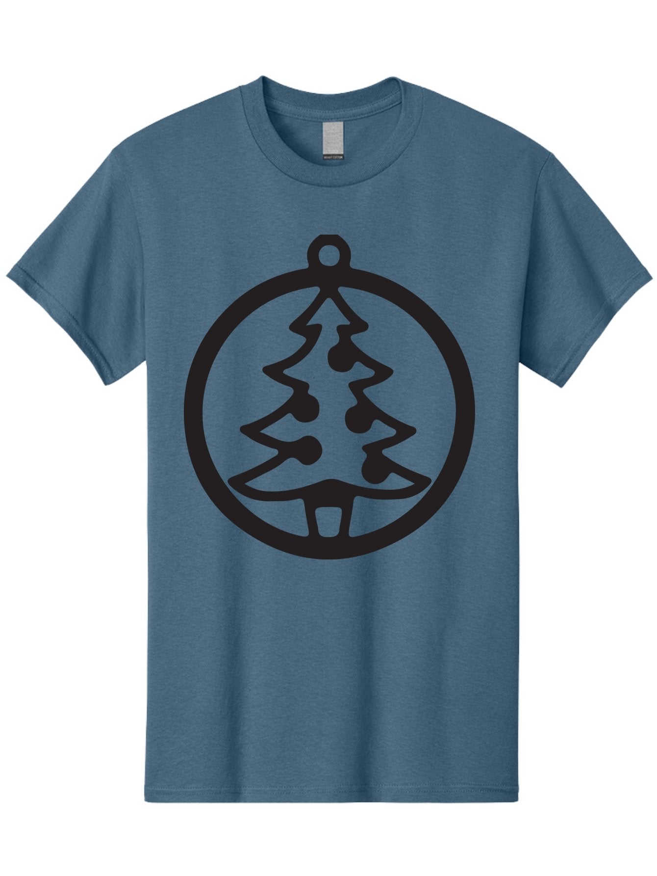 Christmas-Tree-Ornament-2 Men'S Graphic Tee, 100% Cotton, Comfortable Casual Summer Wear, Machine Washable, Christmas Tree, Holiday Decoration, Festive Symbol, Ornament Design, Black Silhouette, Simple Shape, Bauble, Christmas Theme, Aac591 4