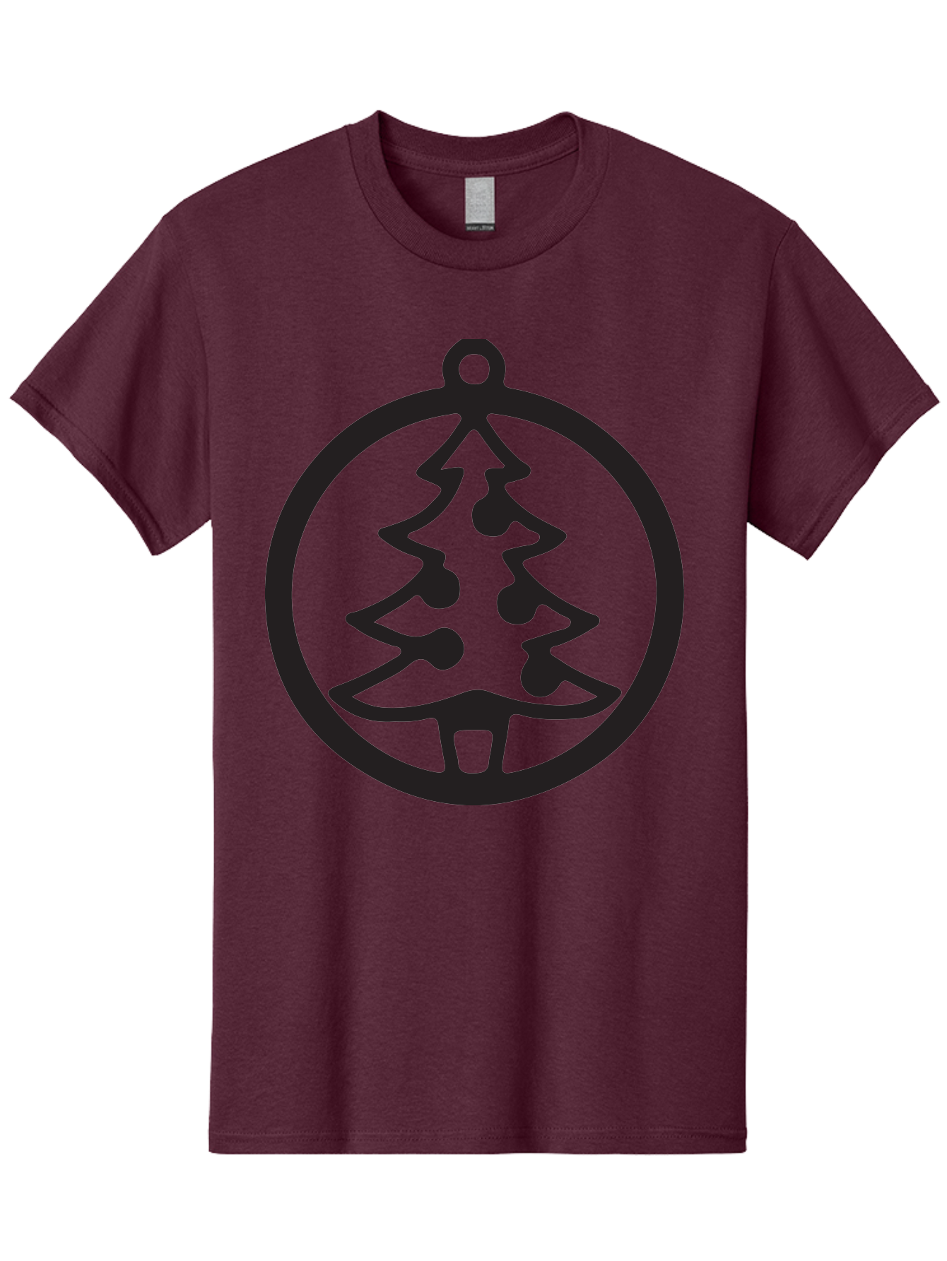 Christmas-Tree-Ornament-2 Men'S Graphic Tee, 100% Cotton, Comfortable Casual Summer Wear, Machine Washable, Christmas Tree, Holiday Decoration, Festive Symbol, Ornament Design, Black Silhouette, Simple Shape, Bauble, Christmas Theme, Aac591 3