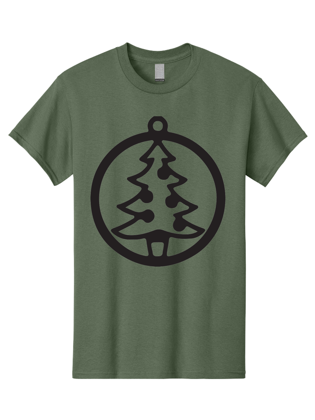Christmas-Tree-Ornament-2 Men'S Graphic Tee, 100% Cotton, Comfortable Casual Summer Wear, Machine Washable, Christmas Tree, Holiday Decoration, Festive Symbol, Ornament Design, Black Silhouette, Simple Shape, Bauble, Christmas Theme, Aac591 7