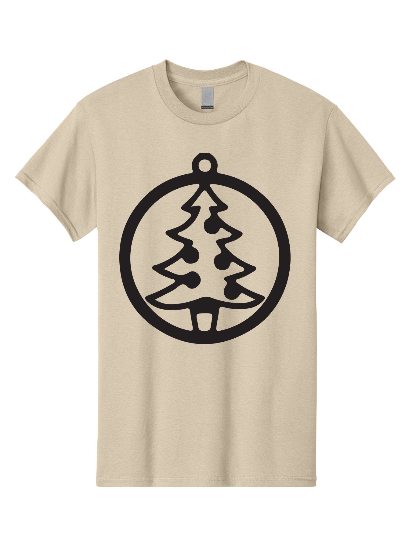 Christmas-Tree-Ornament-2 Men'S Graphic Tee, 100% Cotton, Comfortable Casual Summer Wear, Machine Washable, Christmas Tree, Holiday Decoration, Festive Symbol, Ornament Design, Black Silhouette, Simple Shape, Bauble, Christmas Theme, Aac591