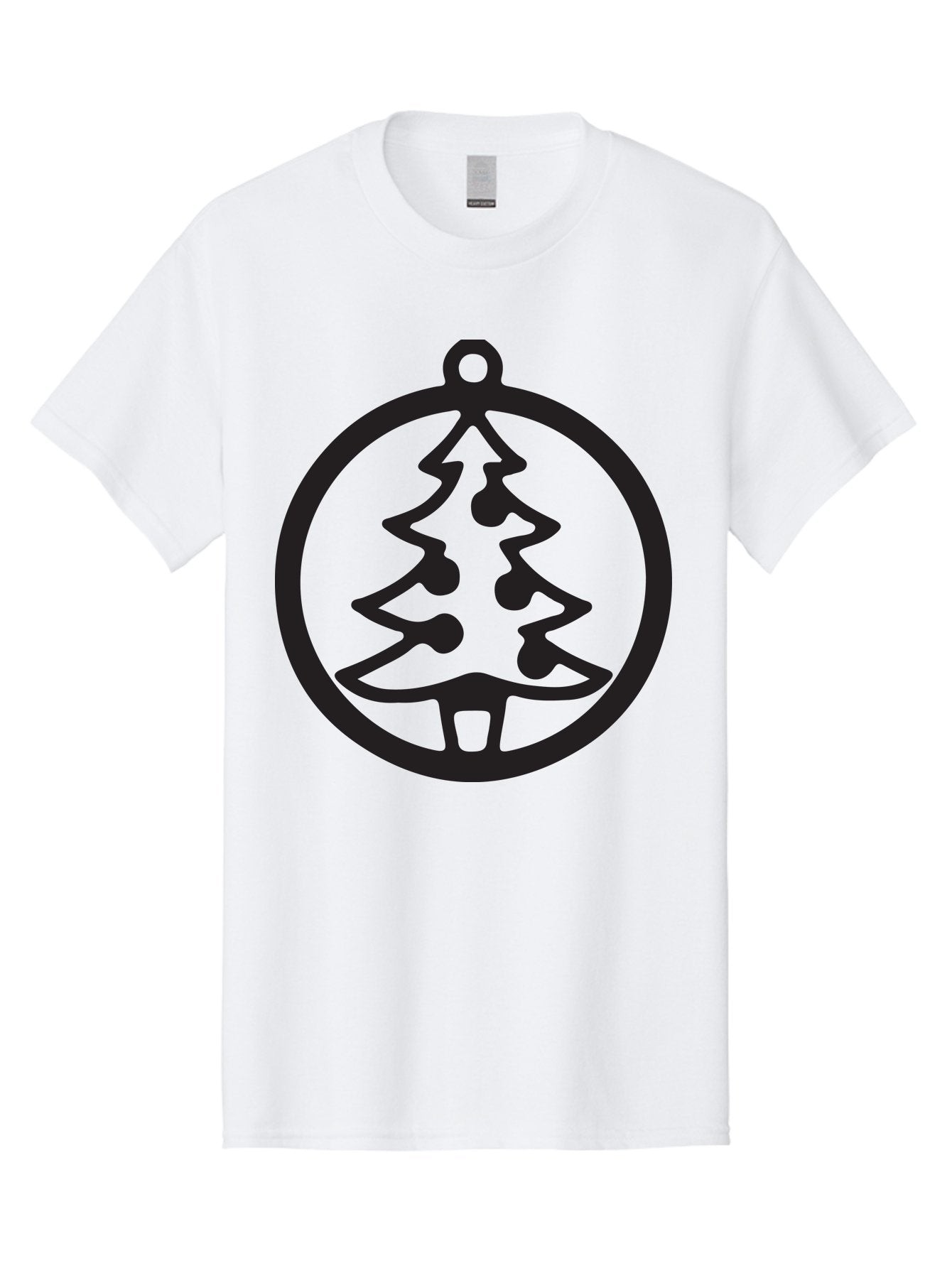Christmas-Tree-Ornament-2 Men'S Graphic Tee, 100% Cotton, Comfortable Casual Summer Wear, Machine Washable, Christmas Tree, Holiday Decoration, Festive Symbol, Ornament Design, Black Silhouette, Simple Shape, Bauble, Christmas Theme, Aac591 7