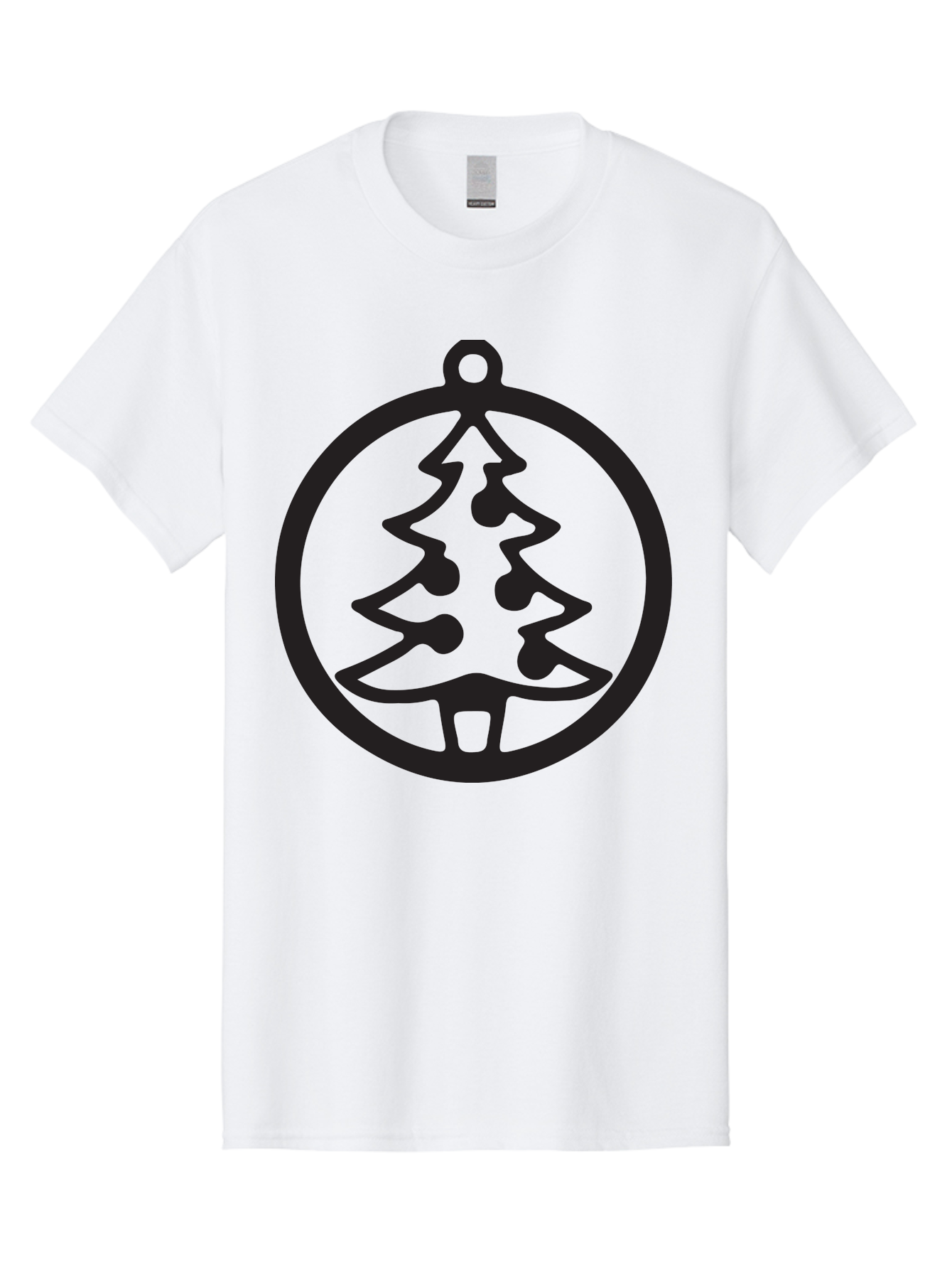 Christmas-Tree-Ornament-2 Men'S Graphic Tee, 100% Cotton, Comfortable Casual Summer Wear, Machine Washable, Christmas Tree, Holiday Decoration, Festive Symbol, Ornament Design, Black Silhouette, Simple Shape, Bauble, Christmas Theme, Aac591 25