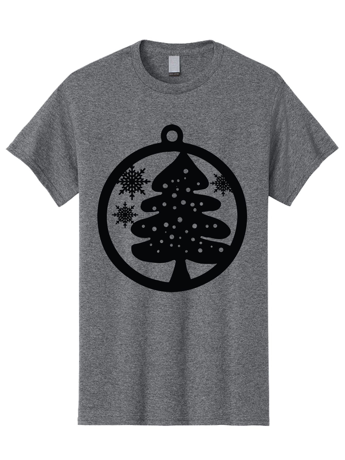 Christmas-Tree-Ornament Men'S Graphic Tee, 100% Cotton, Comfortable Casual Summer Wear, Machine Washable, Christmas Tree Silhouette, Snowflakes, Holiday Decoration, Festive Design, Winter Wonderland, Christmas Ornament, Bauble, Tree Bauble, Aac592