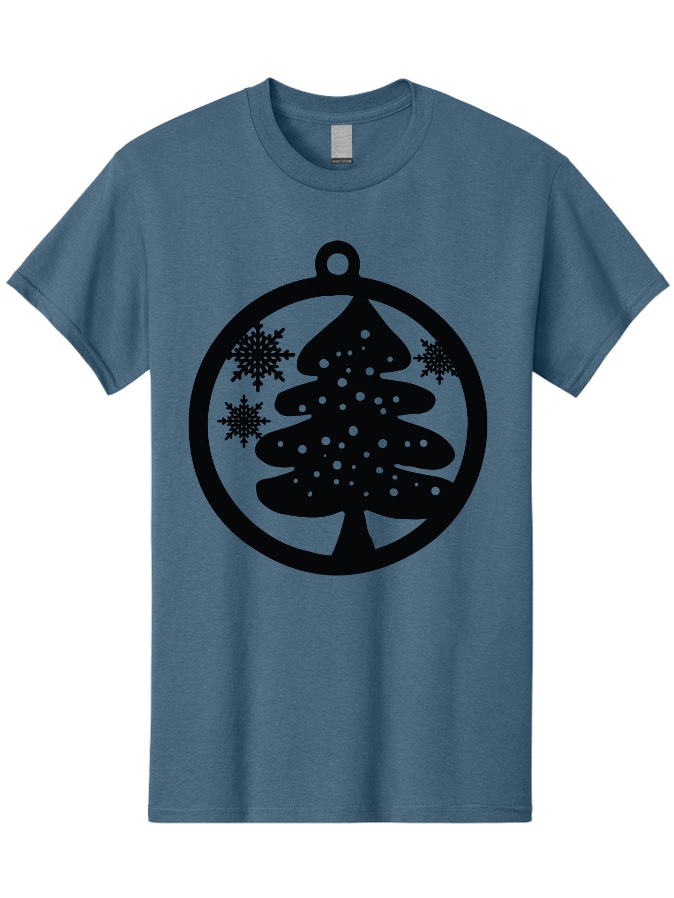Christmas-Tree-Ornament Men'S Graphic Tee, 100% Cotton, Comfortable Casual Summer Wear, Machine Washable, Christmas Tree Silhouette, Snowflakes, Holiday Decoration, Festive Design, Winter Wonderland, Christmas Ornament, Bauble, Tree Bauble, Aac592 5