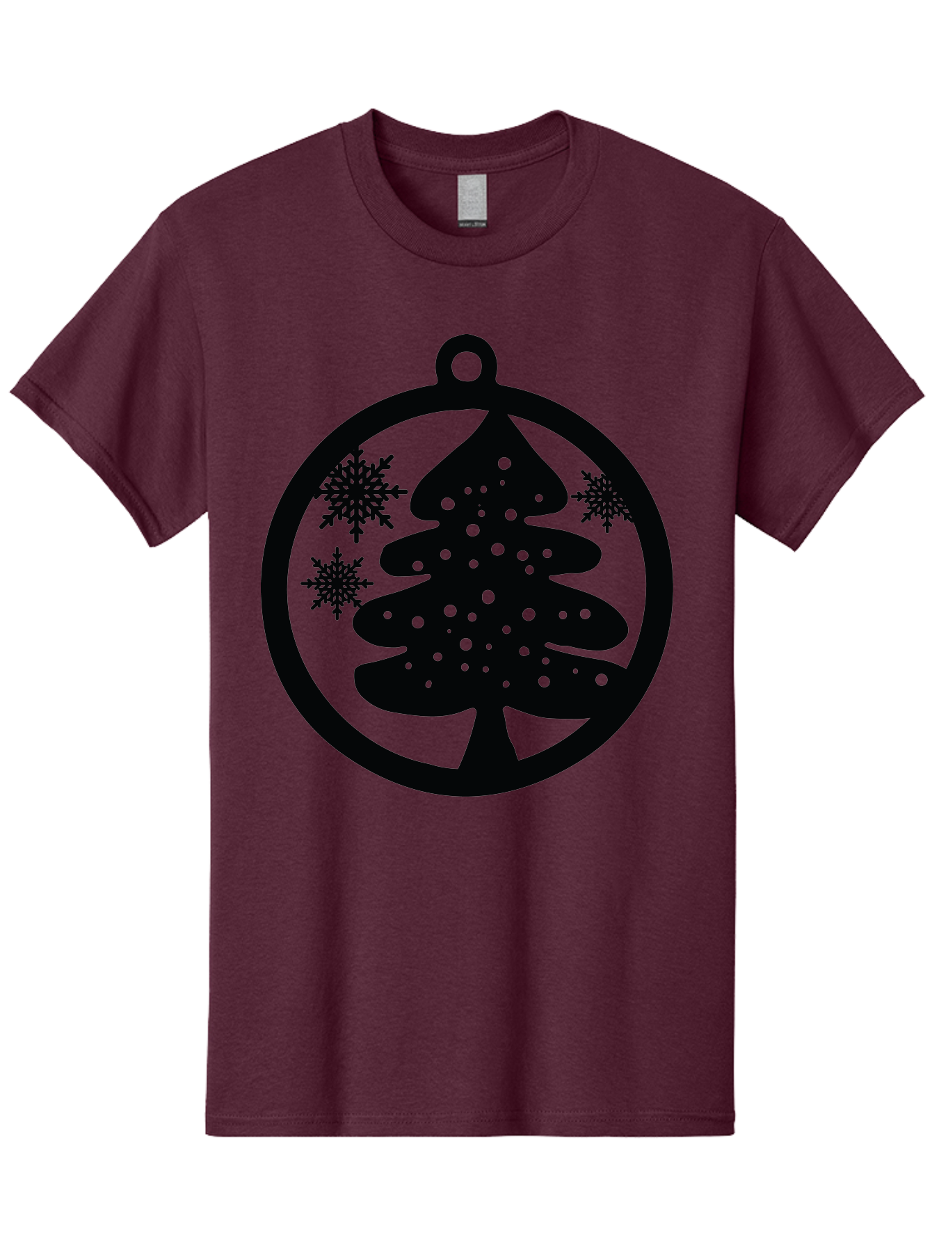 Christmas-Tree-Ornament Men'S Graphic Tee, 100% Cotton, Comfortable Casual Summer Wear, Machine Washable, Christmas Tree Silhouette, Snowflakes, Holiday Decoration, Festive Design, Winter Wonderland, Christmas Ornament, Bauble, Tree Bauble, Aac592 21