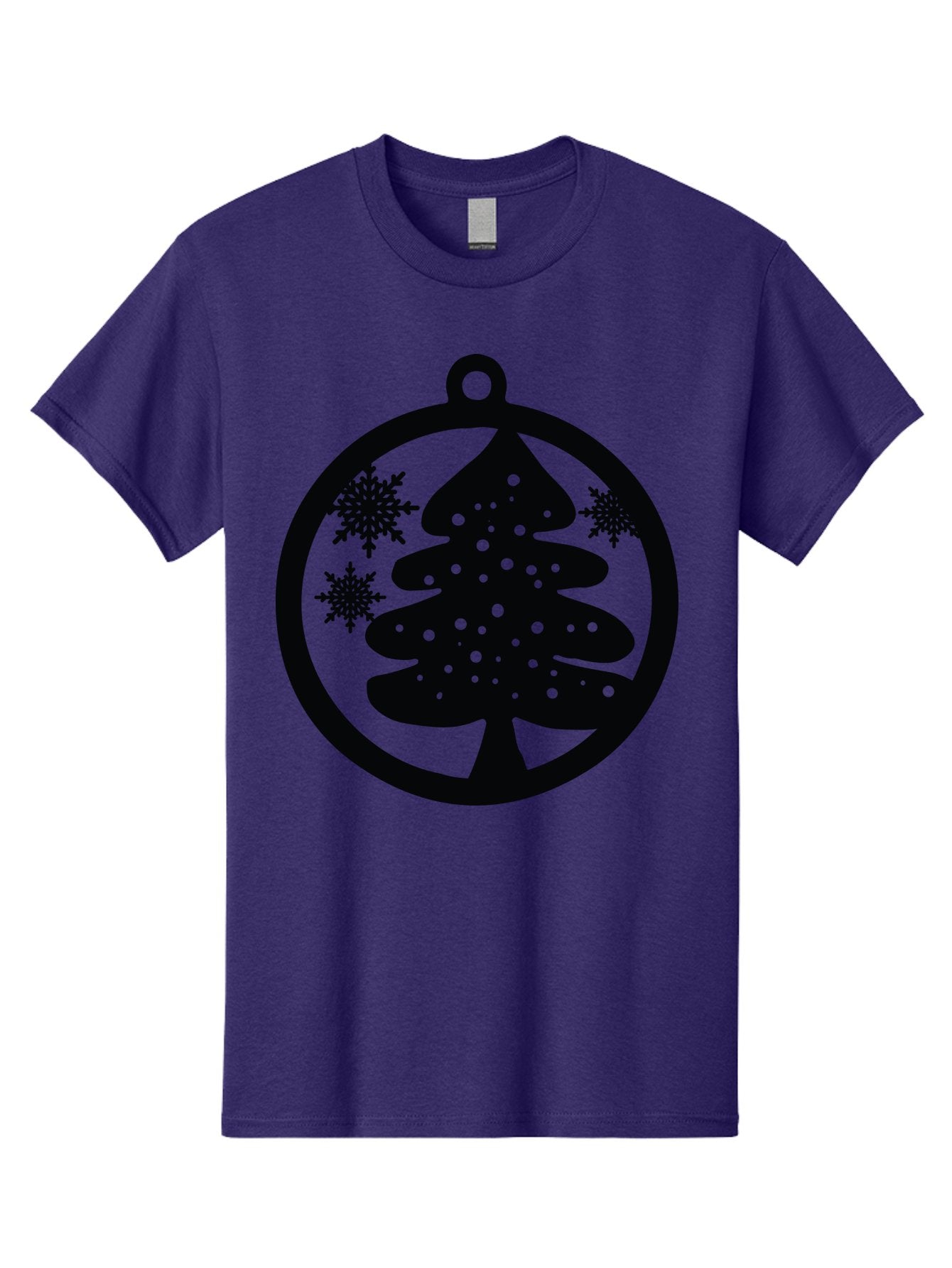 Christmas-Tree-Ornament Men'S Graphic Tee, 100% Cotton, Comfortable Casual Summer Wear, Machine Washable, Christmas Tree Silhouette, Snowflakes, Holiday Decoration, Festive Design, Winter Wonderland, Christmas Ornament, Bauble, Tree Bauble, Aac592