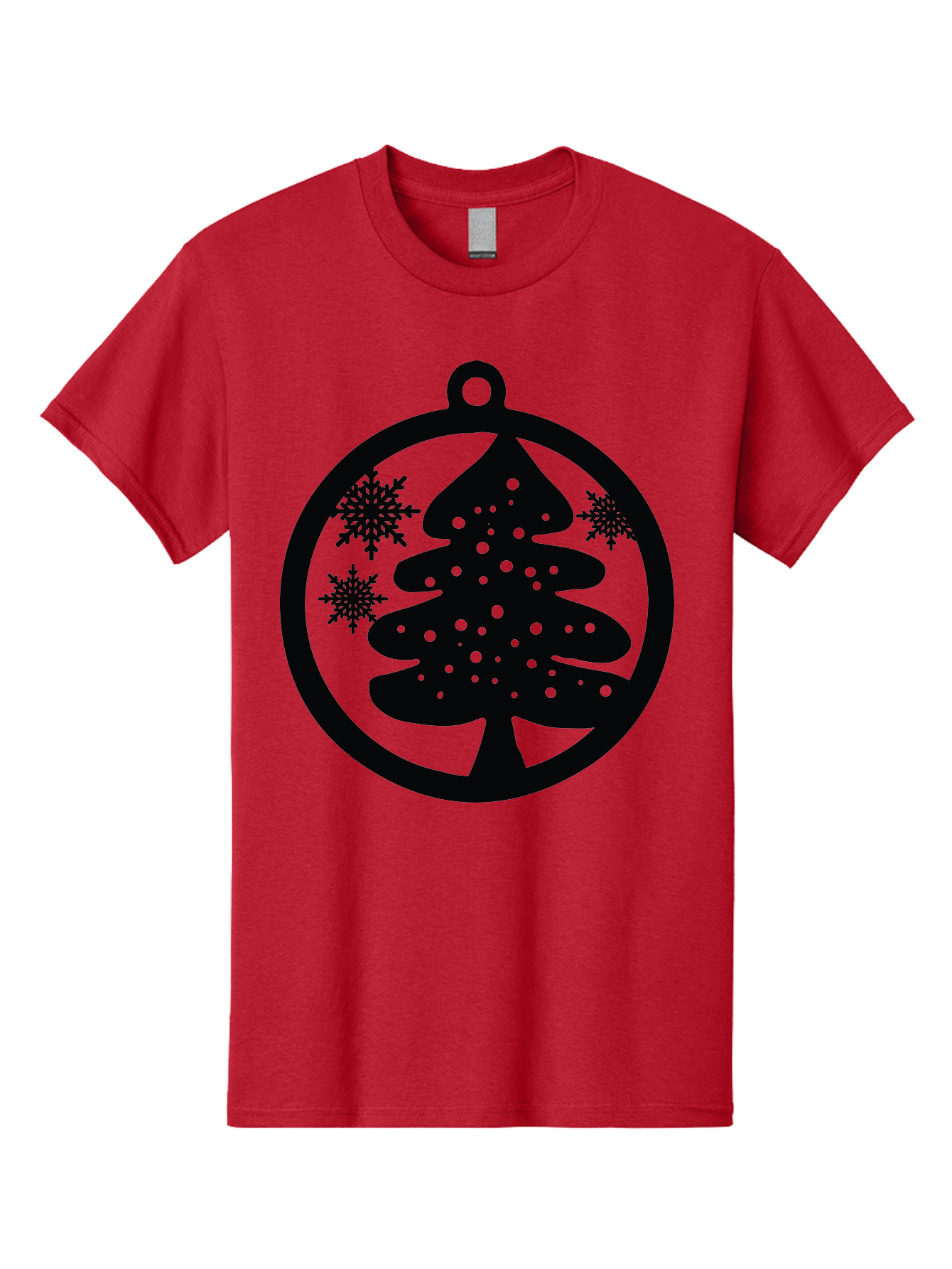 Christmas-Tree-Ornament Men'S Graphic Tee, 100% Cotton, Comfortable Casual Summer Wear, Machine Washable, Christmas Tree Silhouette, Snowflakes, Holiday Decoration, Festive Design, Winter Wonderland, Christmas Ornament, Bauble, Tree Bauble, Aac592 25