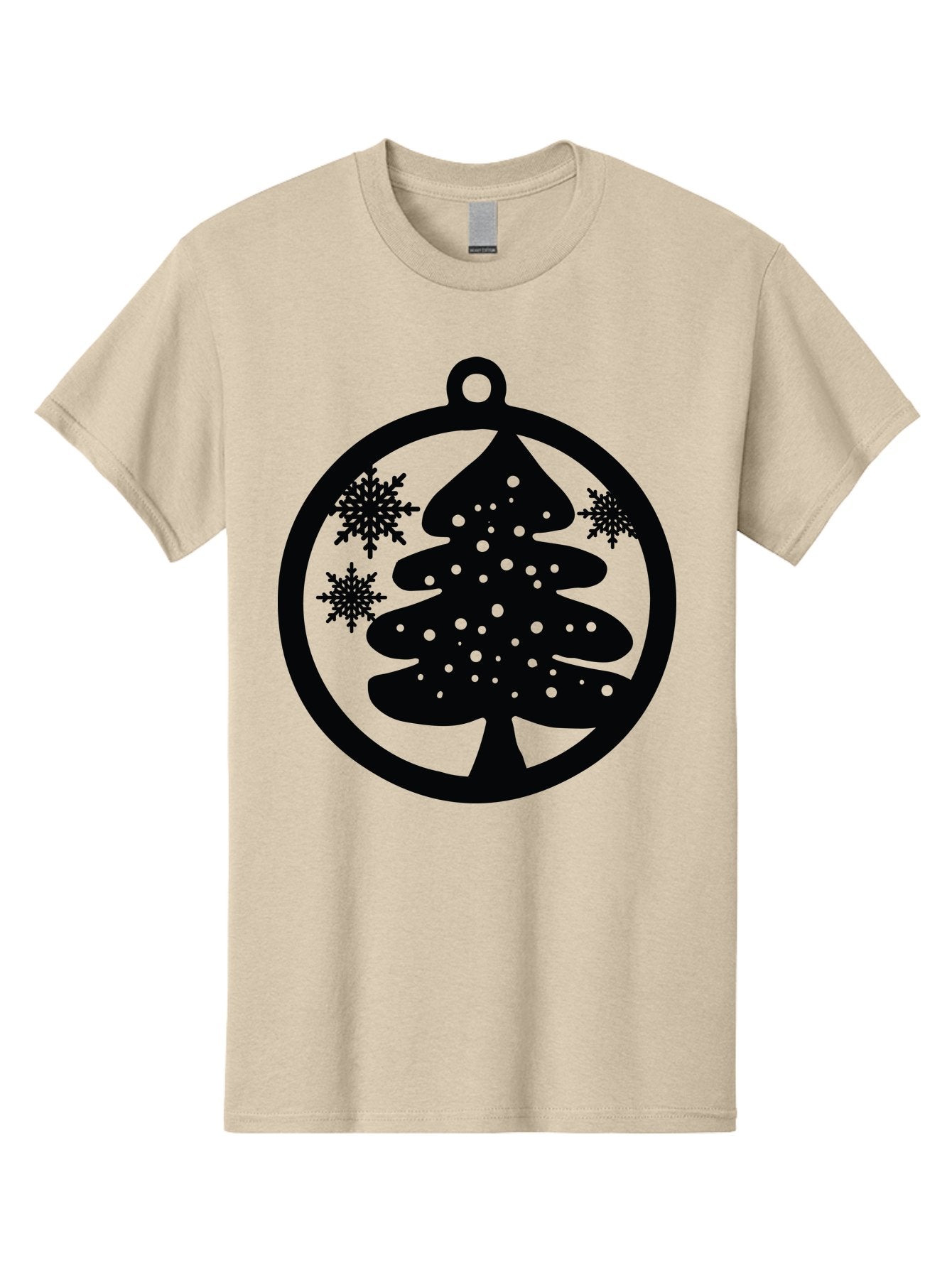 Christmas-Tree-Ornament Men'S Graphic Tee, 100% Cotton, Comfortable Casual Summer Wear, Machine Washable, Christmas Tree Silhouette, Snowflakes, Holiday Decoration, Festive Design, Winter Wonderland, Christmas Ornament, Bauble, Tree Bauble, Aac592 3