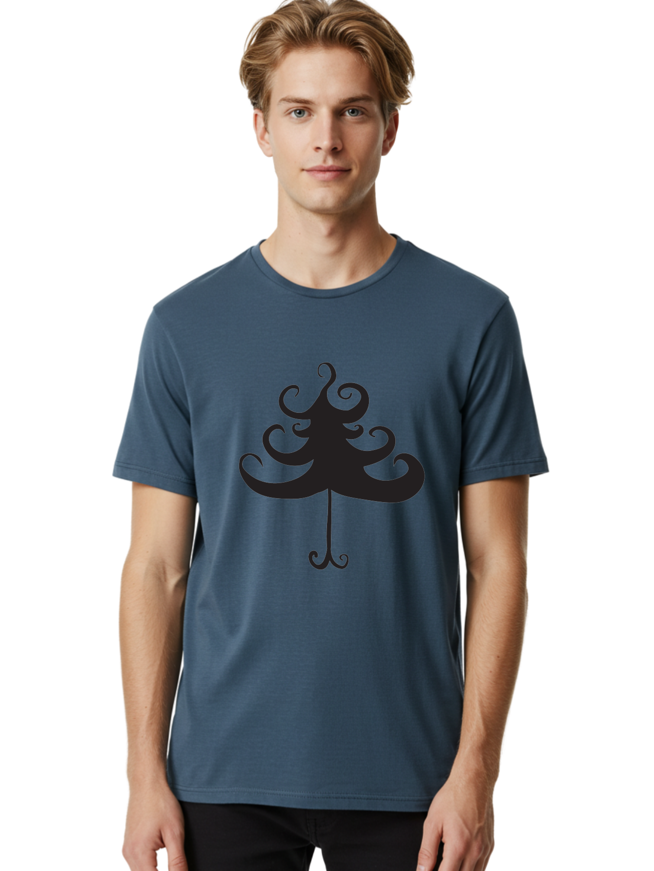 Christmas-Tree-Silhouette Men'S Graphic Tee, 100% Cotton, Comfortable Casual Summer Wear, Machine Washable, Christmas Tree Silhouette, Decorative Christmas Tree, Festive Holiday Symbol, Swirly Christmas Tree Design, Aac593 8
