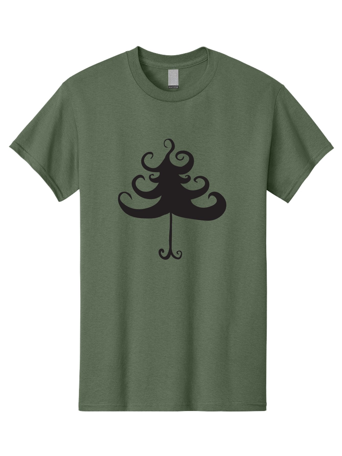 Christmas-Tree-Silhouette Men'S Graphic Tee, 100% Cotton, Comfortable Casual Summer Wear, Machine Washable, Christmas Tree Silhouette, Decorative Christmas Tree, Festive Holiday Symbol, Swirly Christmas Tree Design, Aac593 3
