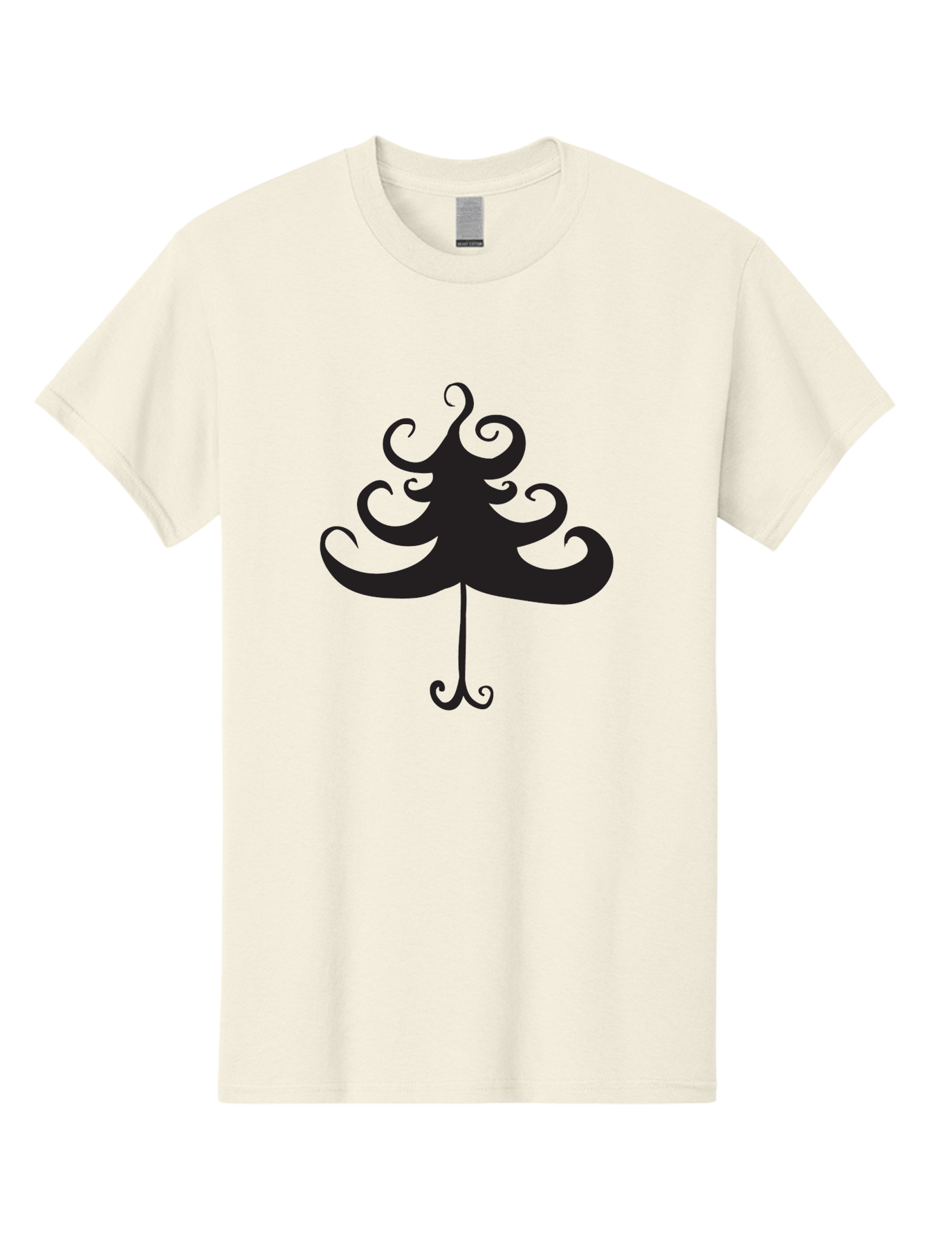 Christmas-Tree-Silhouette Men'S Graphic Tee, 100% Cotton, Comfortable Casual Summer Wear, Machine Washable, Christmas Tree Silhouette, Decorative Christmas Tree, Festive Holiday Symbol, Swirly Christmas Tree Design, Aac593 19