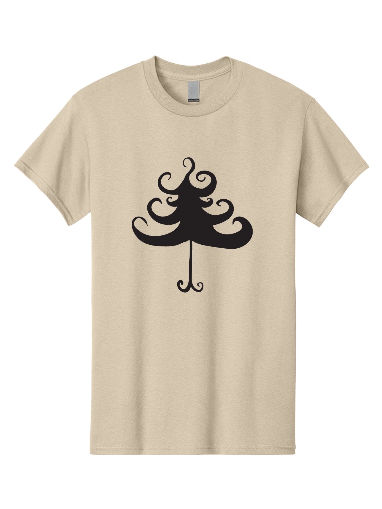 Christmas-Tree-Silhouette Men'S Graphic Tee, 100% Cotton, Comfortable Casual Summer Wear, Machine Washable, Christmas Tree Silhouette, Decorative Christmas Tree, Festive Holiday Symbol, Swirly Christmas Tree Design, Aac593 13