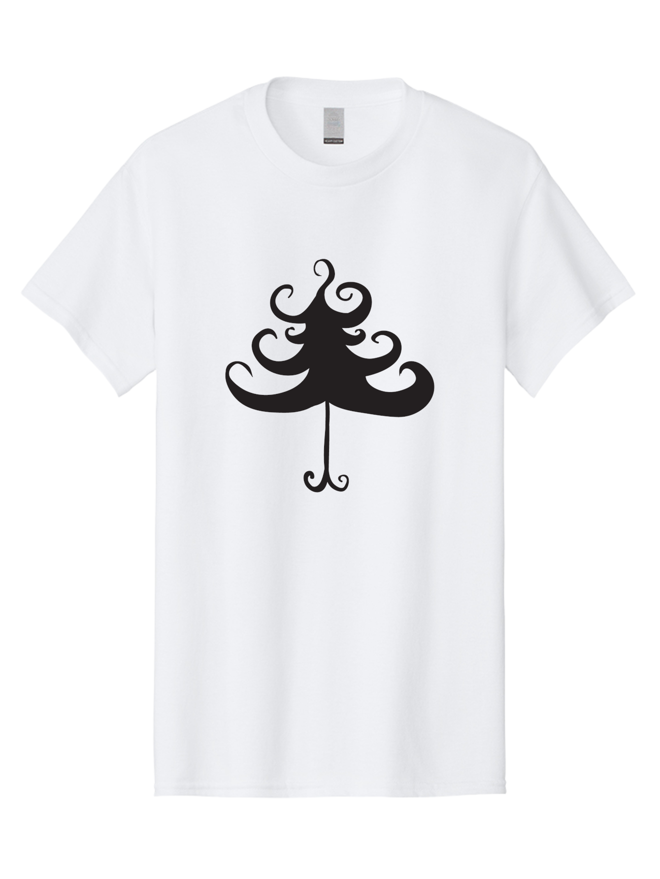 Christmas-Tree-Silhouette Men'S Graphic Tee, 100% Cotton, Comfortable Casual Summer Wear, Machine Washable, Christmas Tree Silhouette, Decorative Christmas Tree, Festive Holiday Symbol, Swirly Christmas Tree Design, Aac593 5