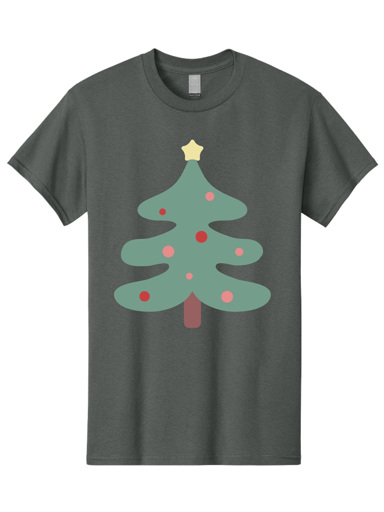 Christmas-Tree Men'S Graphic Tee, 100% Cotton, Comfortable Casual Summer Wear, Machine Washable, Christmas Tree, Festive Decorations, Red Ornaments, Pink Baubles, Star Topper, Holiday Cheer, Winter Wonderland, Cartoon Style, Simple Design, Aac594 4