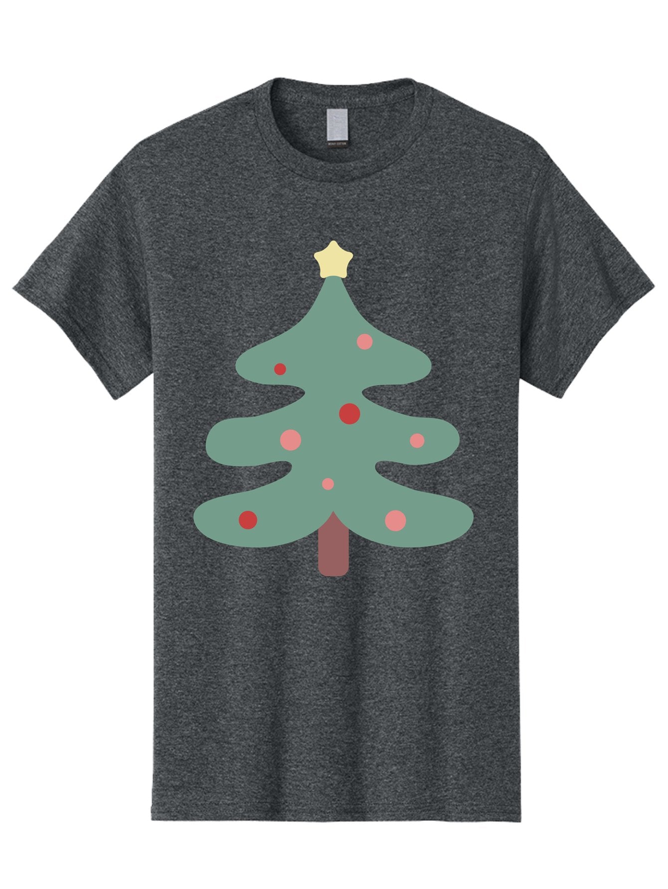 Christmas-Tree Men'S Graphic Tee, 100% Cotton, Comfortable Casual Summer Wear, Machine Washable, Christmas Tree, Festive Decorations, Red Ornaments, Pink Baubles, Star Topper, Holiday Cheer, Winter Wonderland, Cartoon Style, Simple Design, Aac594 7