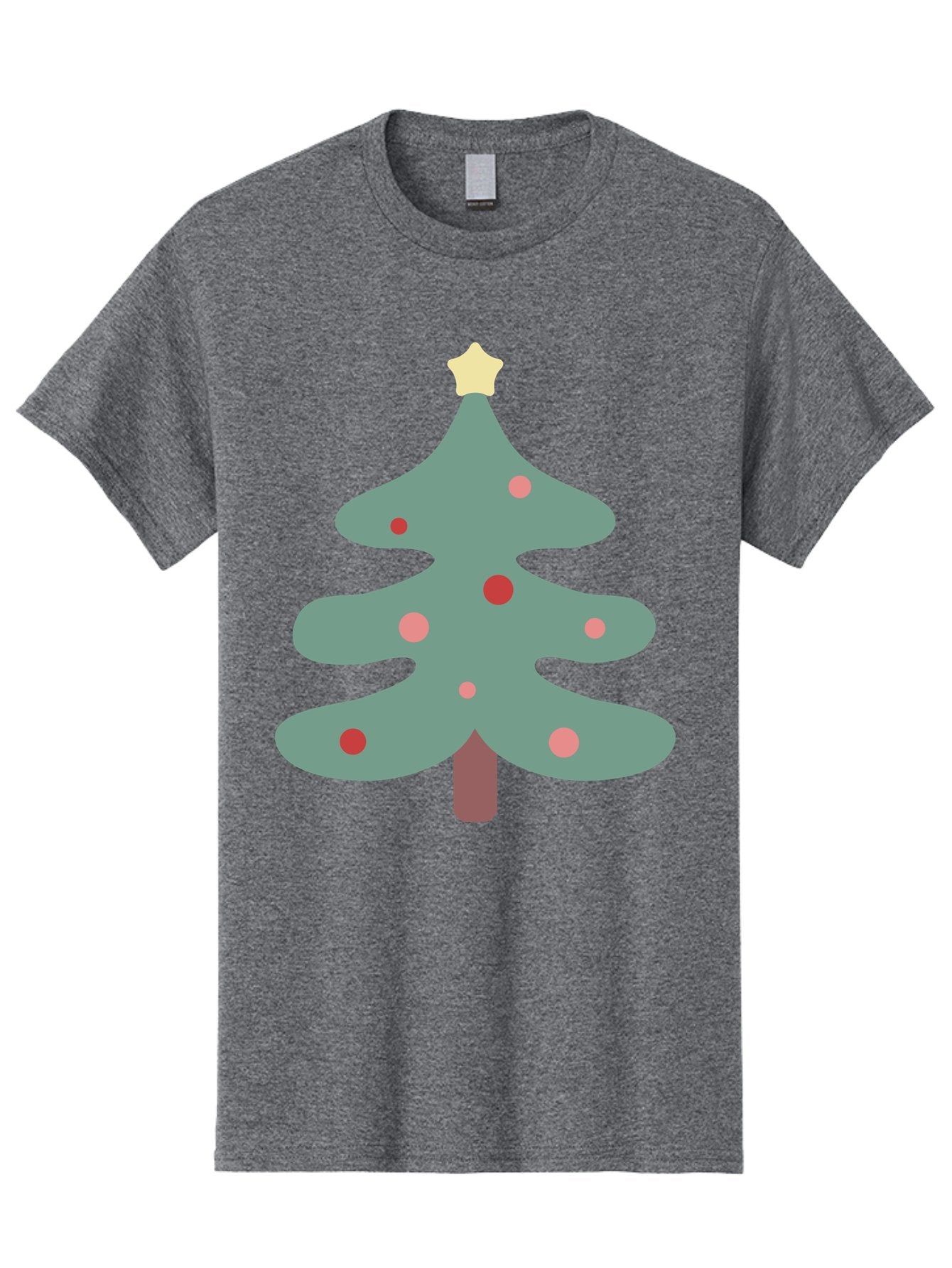 Christmas-Tree Men'S Graphic Tee, 100% Cotton, Comfortable Casual Summer Wear, Machine Washable, Christmas Tree, Festive Decorations, Red Ornaments, Pink Baubles, Star Topper, Holiday Cheer, Winter Wonderland, Cartoon Style, Simple Design, Aac594 15