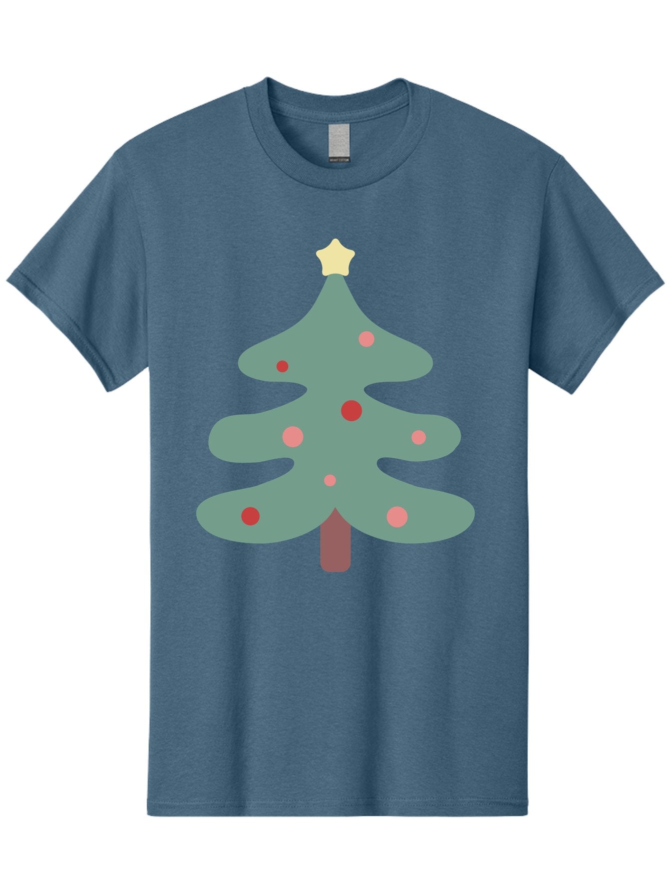 Christmas-Tree Men'S Graphic Tee, 100% Cotton, Comfortable Casual Summer Wear, Machine Washable, Christmas Tree, Festive Decorations, Red Ornaments, Pink Baubles, Star Topper, Holiday Cheer, Winter Wonderland, Cartoon Style, Simple Design, Aac594 8